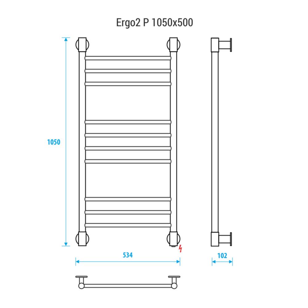 Полотенцесушитель электрический Energy Ergo2 P 1050х500 мм прямой ERGO2P105500000