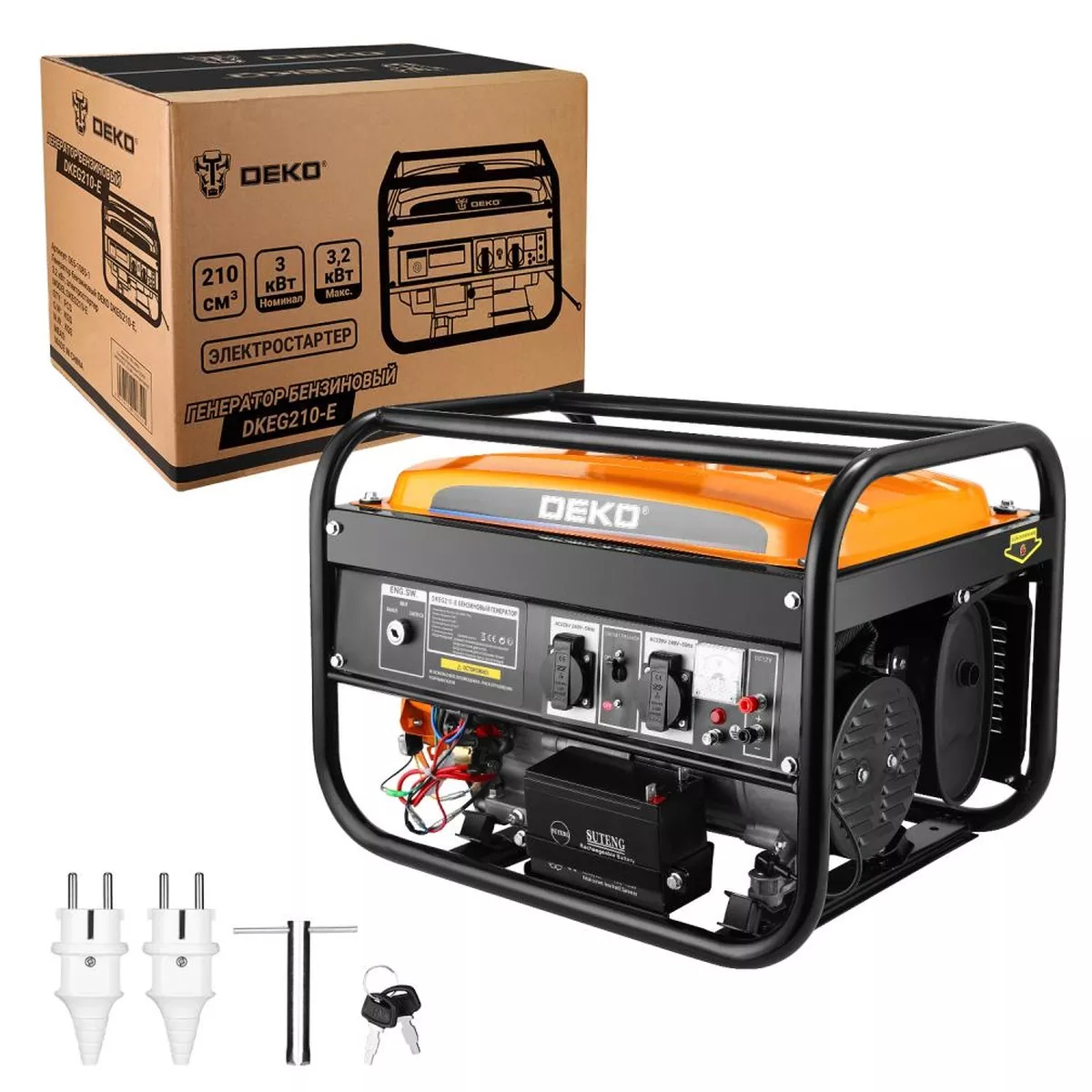 Генератор бензиновый Deko DKEG210-E 3.2 кВт электростартер 063-4155