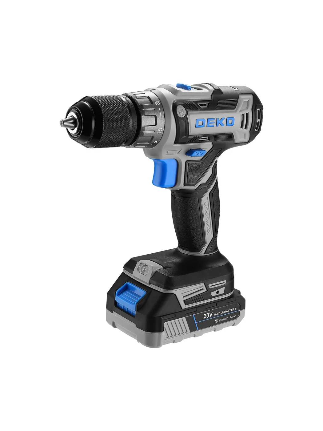 Дрель-шуруповерт аккумуляторная DEKO DKCD20-Li SET1 20 В 2x3.0 Ач 083-1117