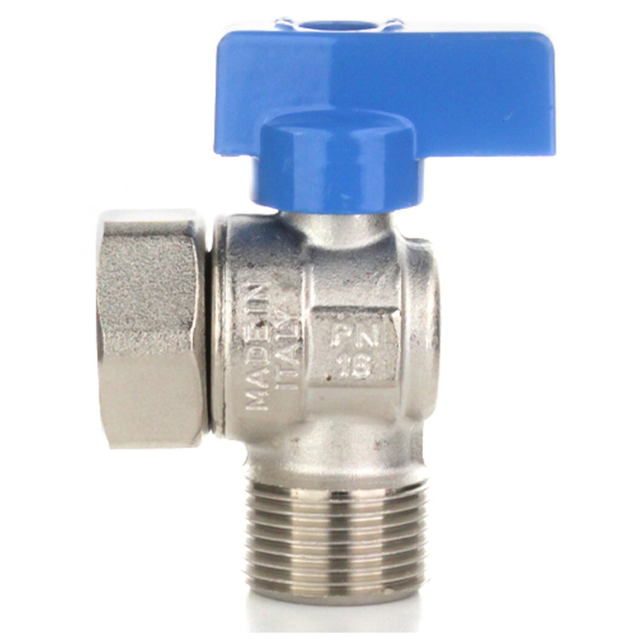 Кран шаровой Elsen PN16 угловой 3/4 ВН с накидной гайкой флажок EV11.3434