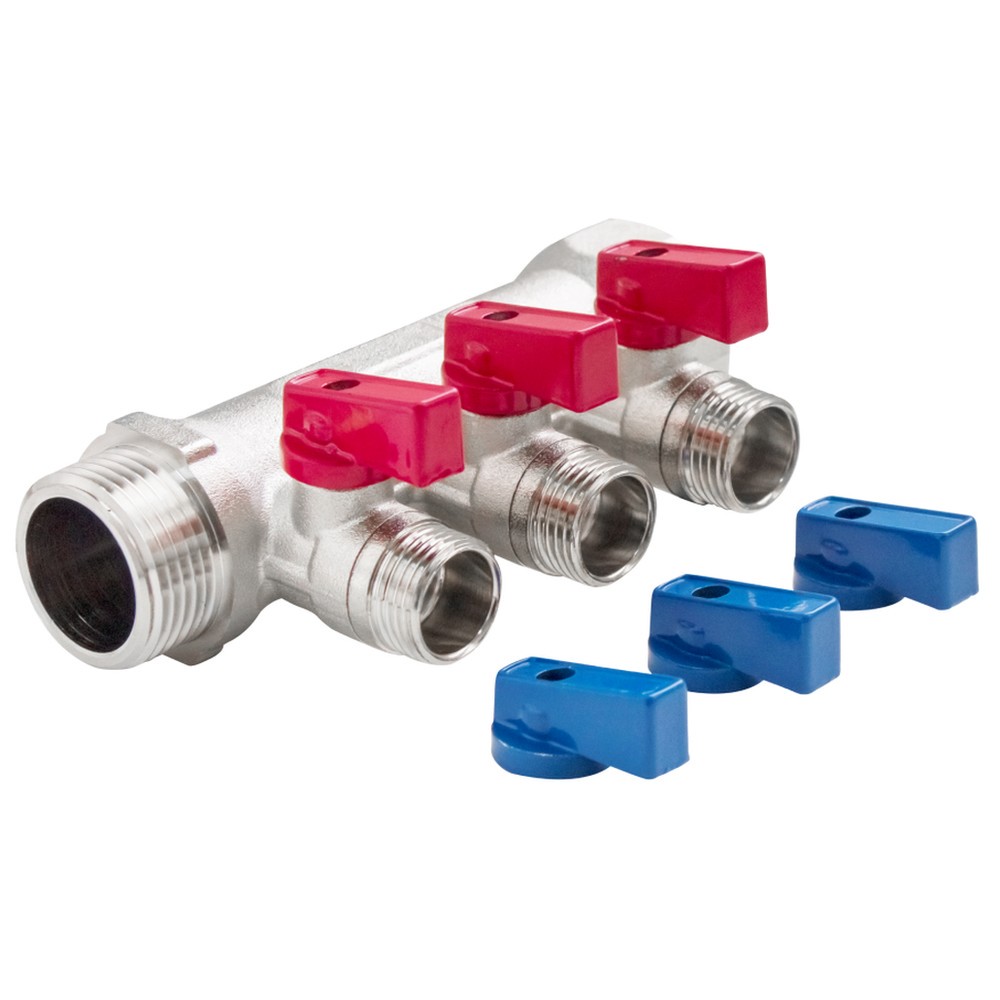 Коллектор с отсекающими шаровыми кранами VALFEX 1х1/2 НР 2 выхода FV.580.N.0602