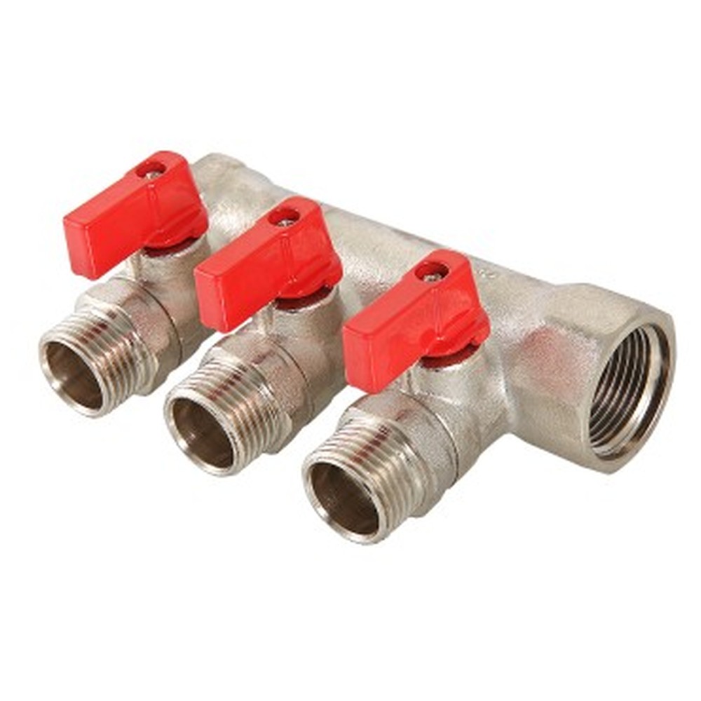 Коллектор с отсекающими шаровыми кранами Valtec 1х1/2 3 выхода VTc.580.N.0603
