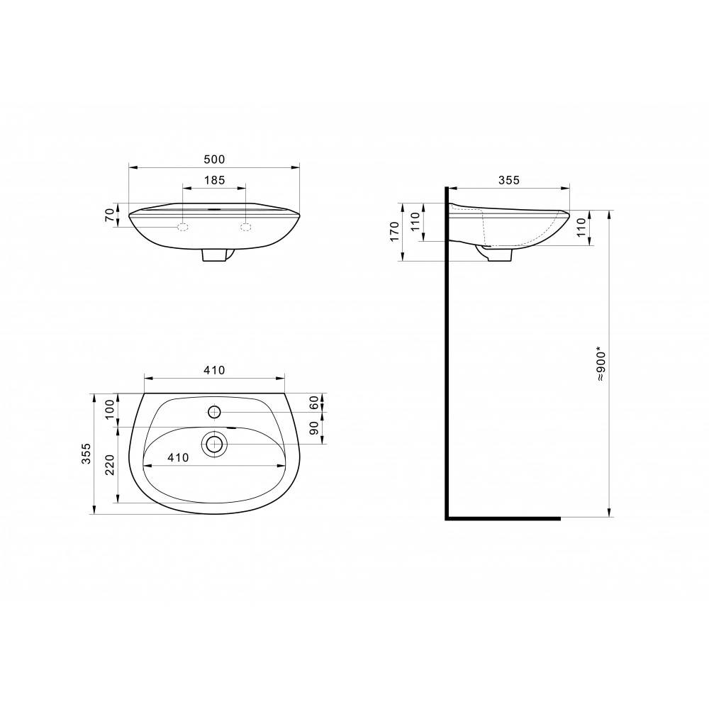 Умывальник Santek Бриз 50 500x360 мм с отверстием 1WH110451