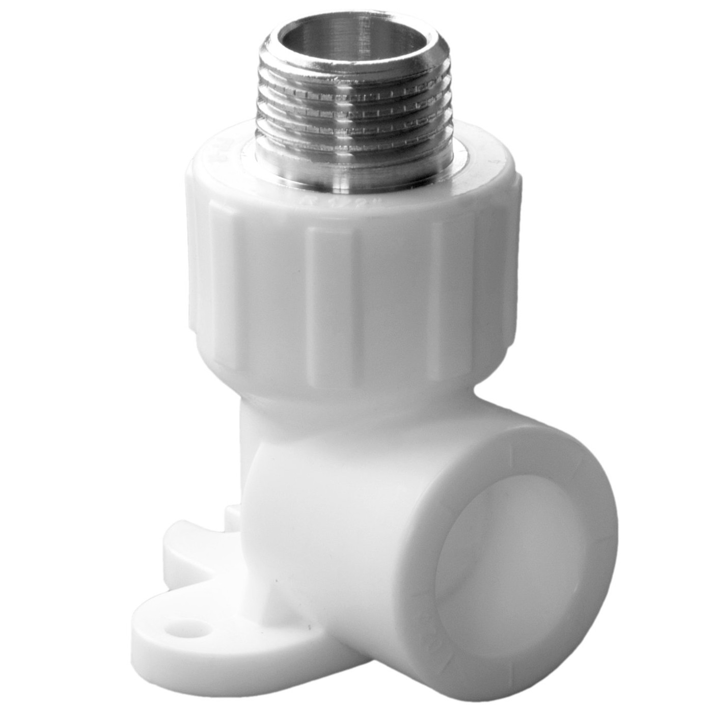 Угольник комбинированный полипропиленовый Политэк 20x1/2 НР с креплением белый 1655471