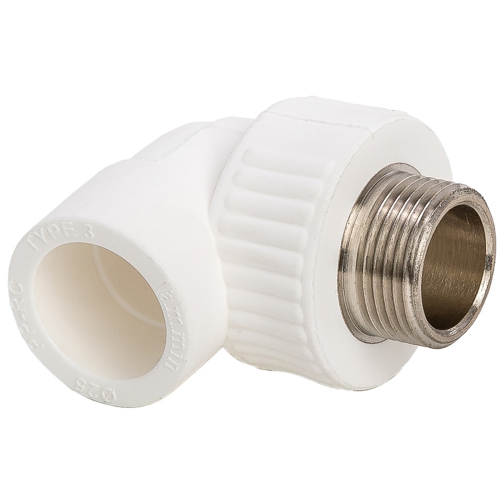 Угольник комбинированный полипропиленовый Lammin 25x3/4 НР белый 1673996