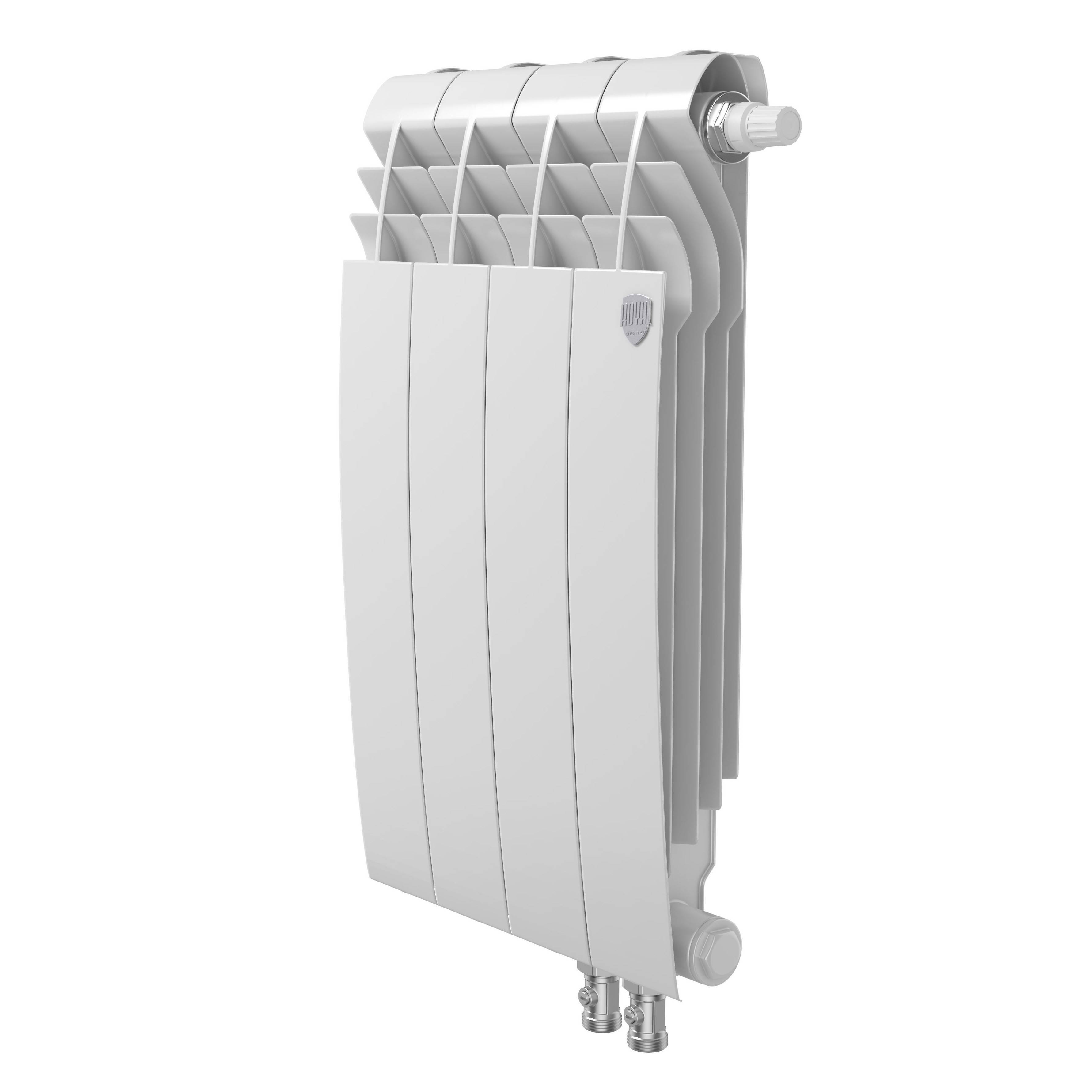 Биметаллический радиатор Royal Thermo BiLiner 500 Bianco Traffico VR 4 секции нижнее подключение 1196679