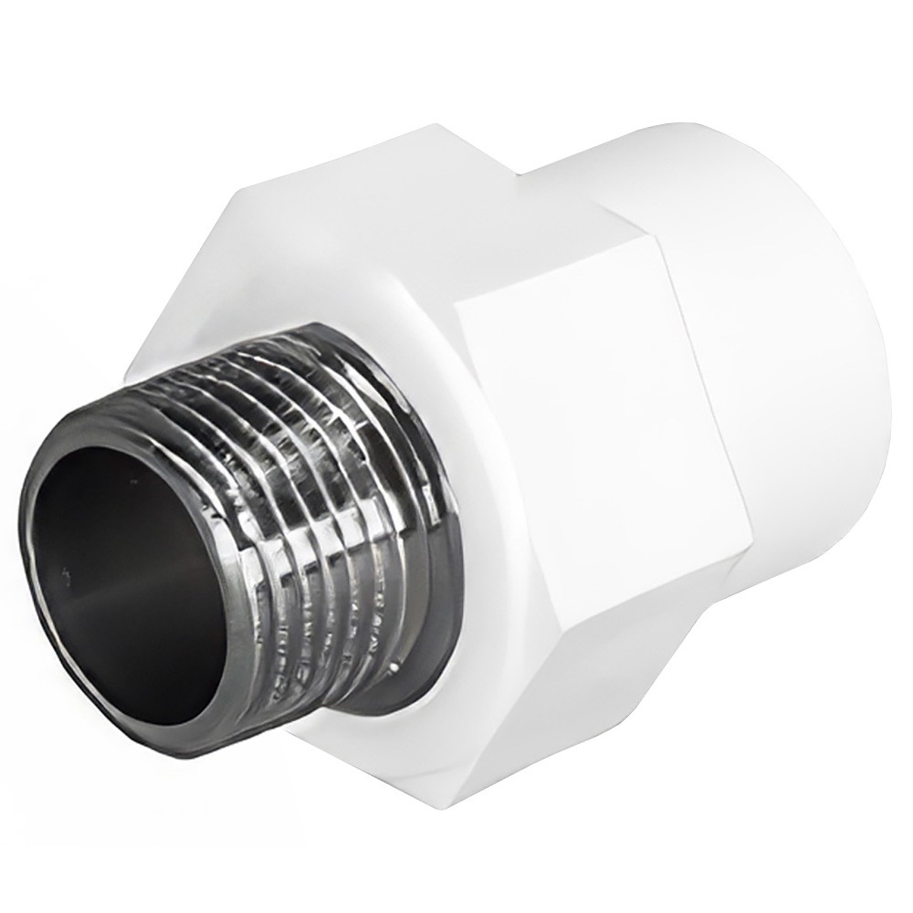 Муфта комбинированная полипропиленовая FDplast 40x1 1/4 НР белая 1702212