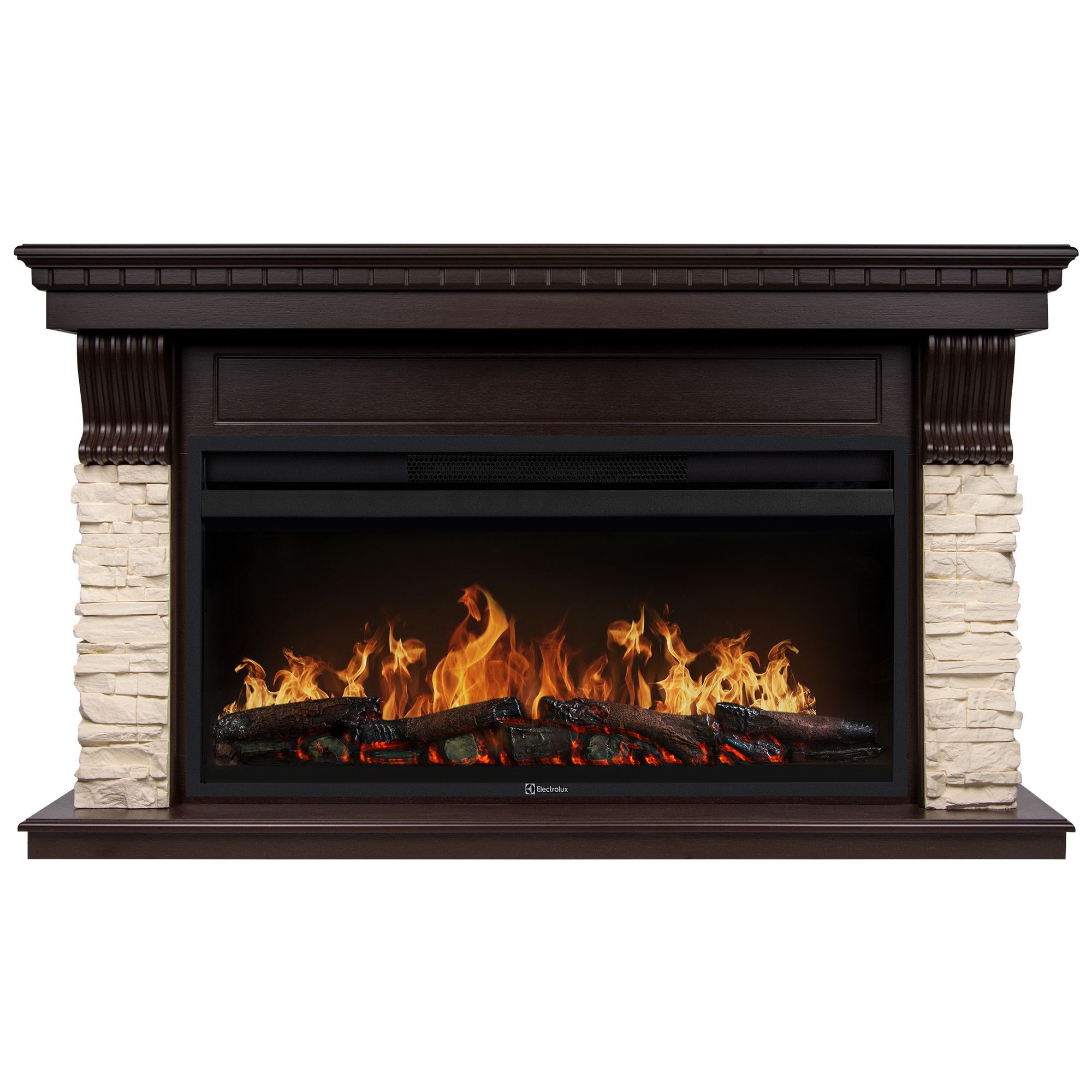 Портал для камина Firelight Michigan 42 камень молочный/шпон темный дуб Michigan 42 DO