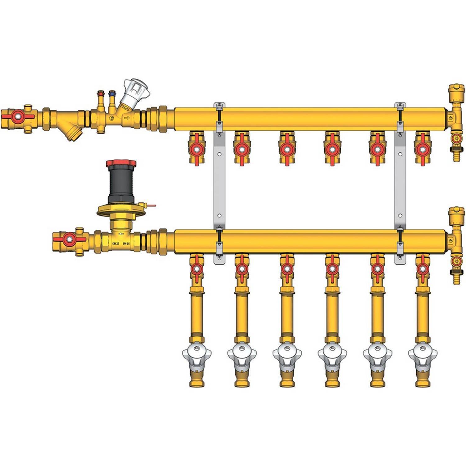 Узел коллекторный этажный Giacomini GE553 тип B3 1 x 1/2 на 3 выхода (DN40) GE553Y643