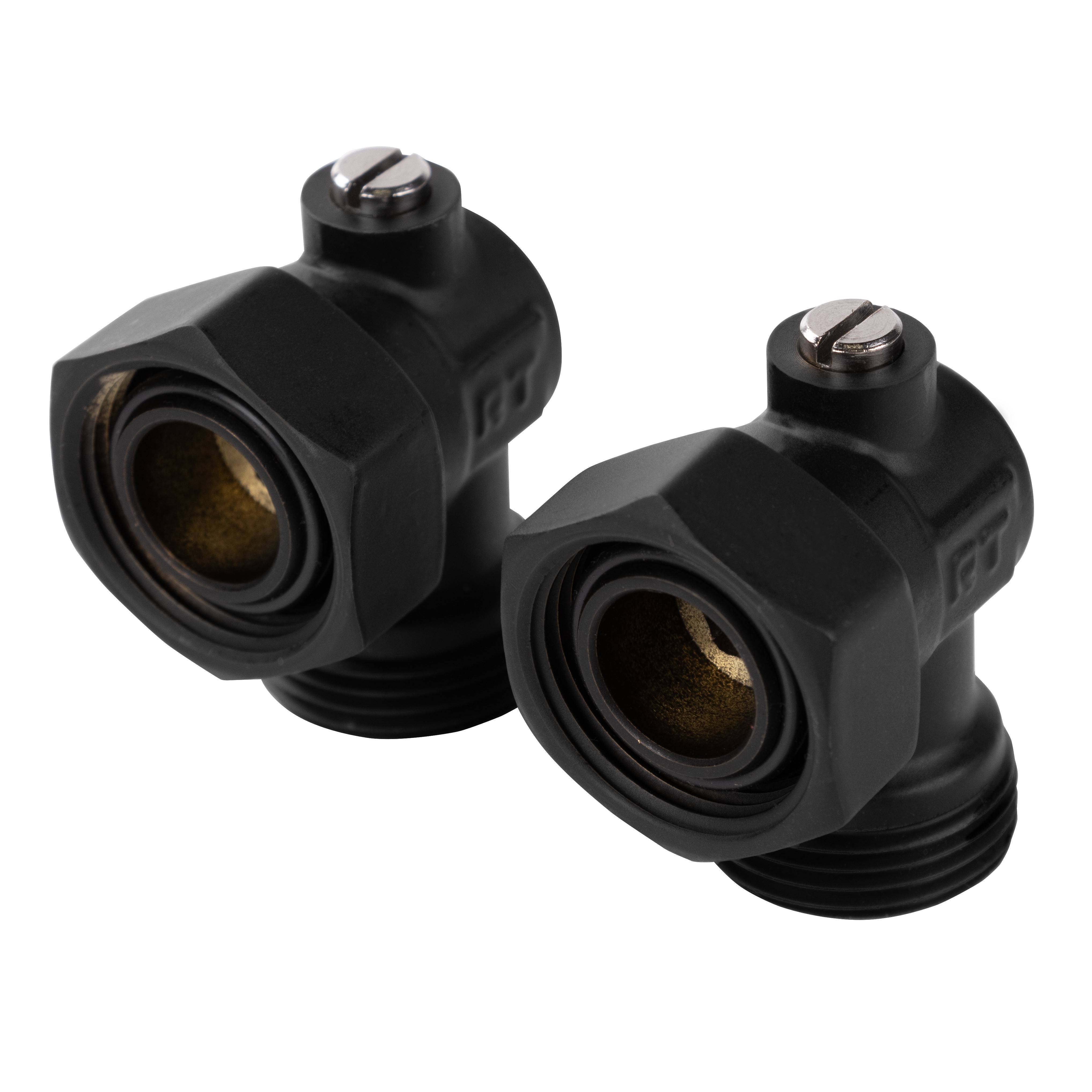 Набор для нижнего подключения радиатора Royal Thermo угловой раздельный 3/4x3/4 EK черный RTE 07.0005