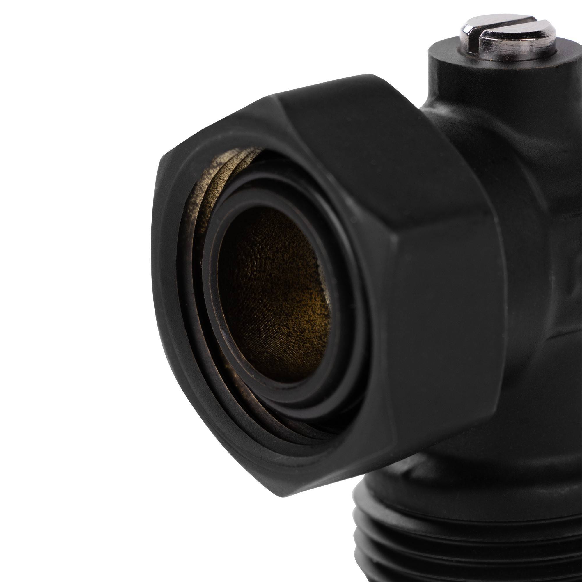 Набор для нижнего подключения радиатора Royal Thermo угловой раздельный 3/4x3/4 EK черный RTE 07.0005