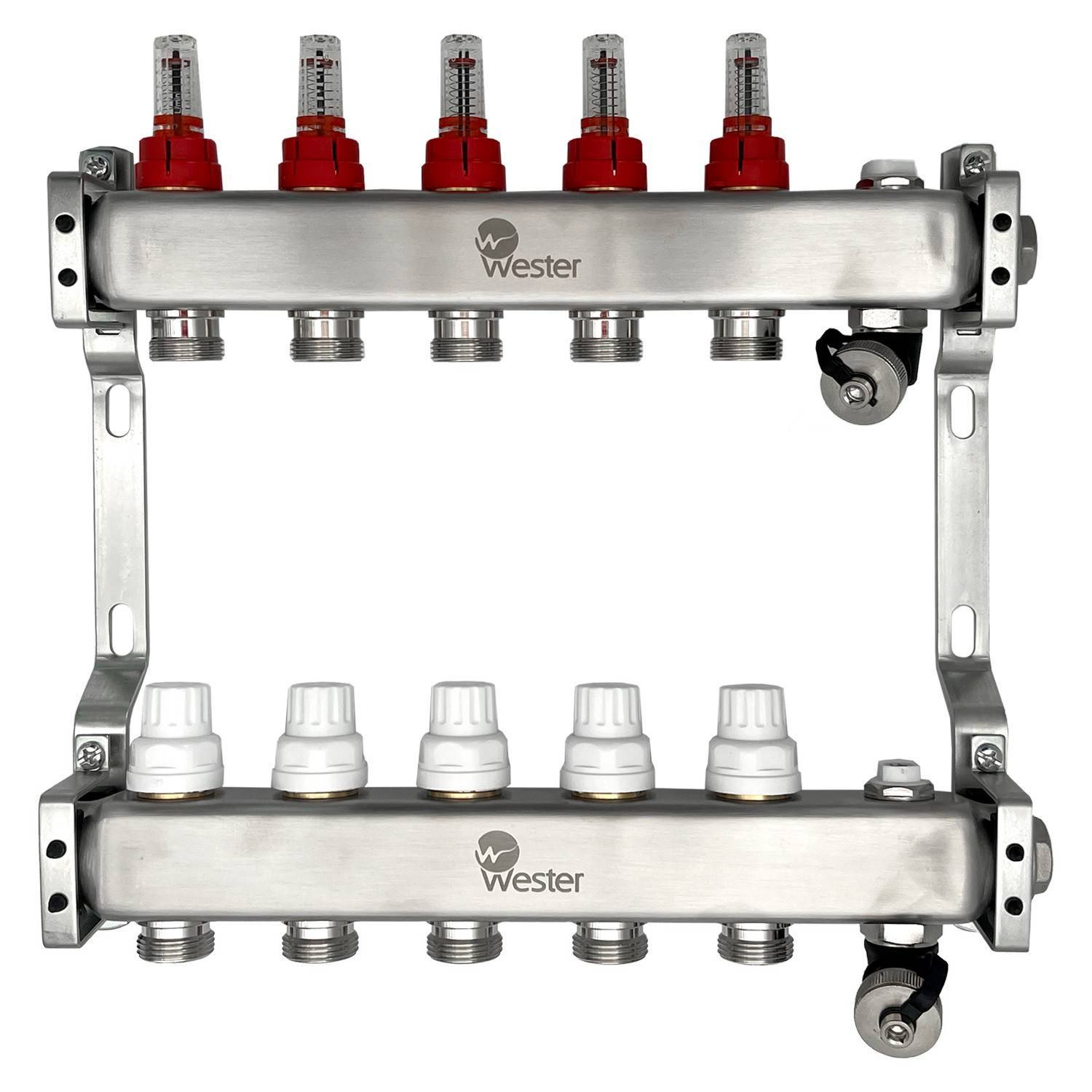 Коллекторный блок Wester 5 с расходомерами из нержавеющей стали 1x3/4 на 5 выходов MUFS5134