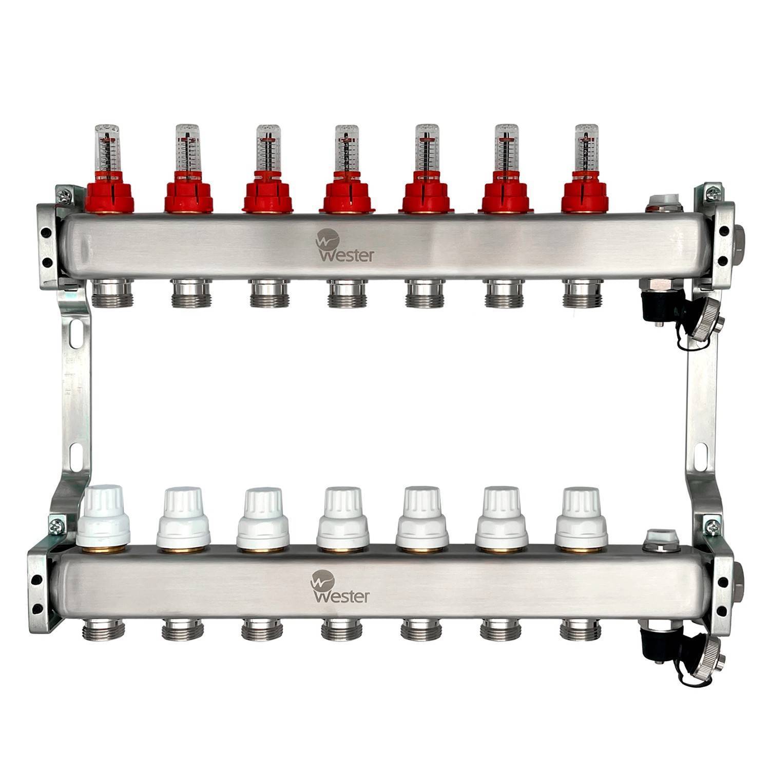 Коллекторный блок Wester 5 с расходомерами из нержавеющей стали 1x3/4 на 7 выходов MUFS7134