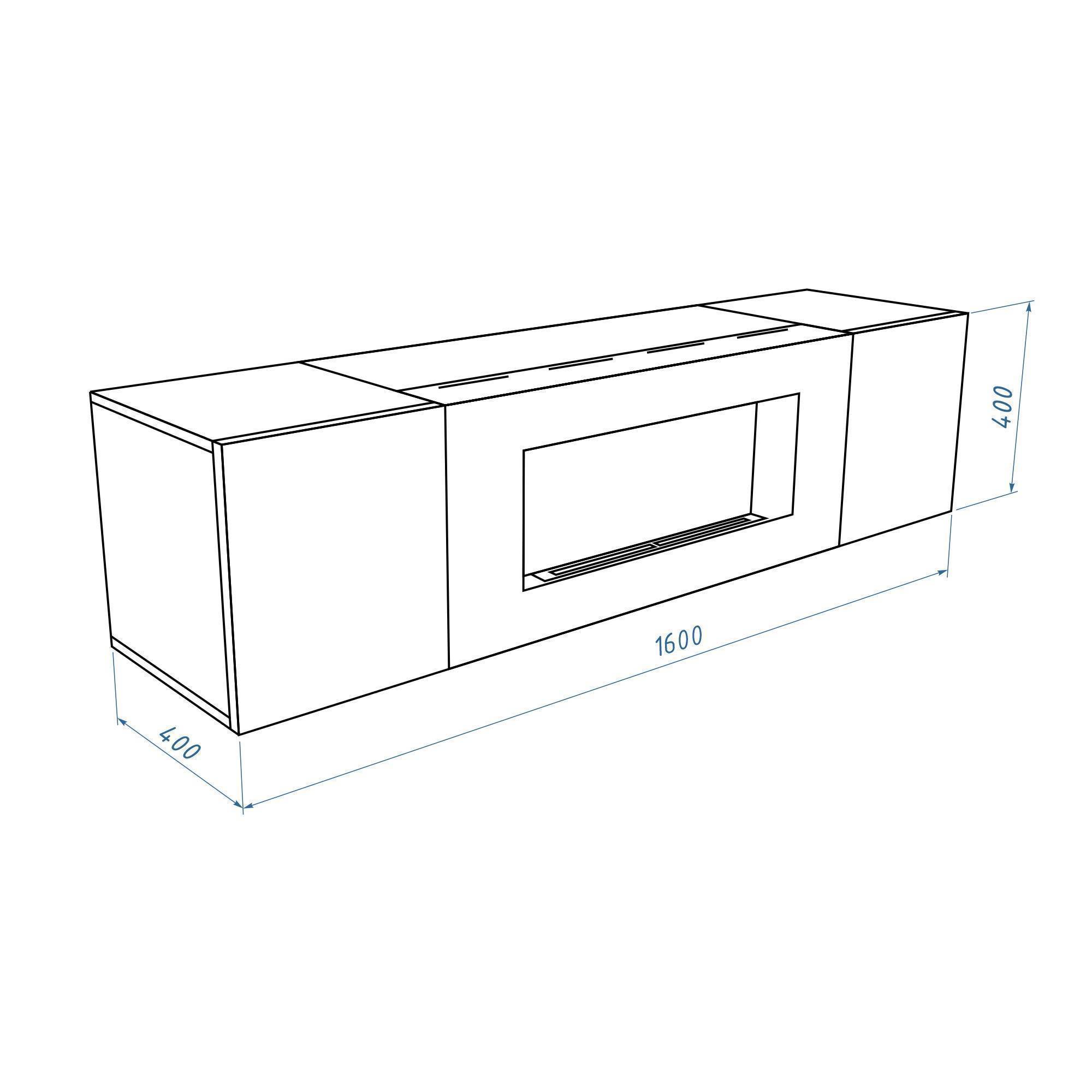 Тумба ТВ с биокамином Firelight BFP-P1600 графит НС-1646611
