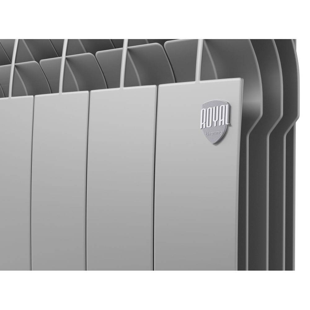 Радиатор биметаллический Royal Thermo BiLiner 500 VR Silver Satin 6 секций нижнее подключение 1196690