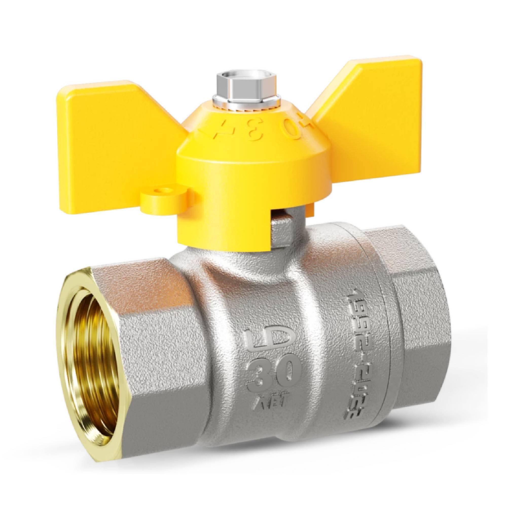 Кран шаровой латунный LD Pride 47.25.В-В.Б GAS Ду 25 Ру 40 вн-вн бабочка 47.25.В-В.Б GAS