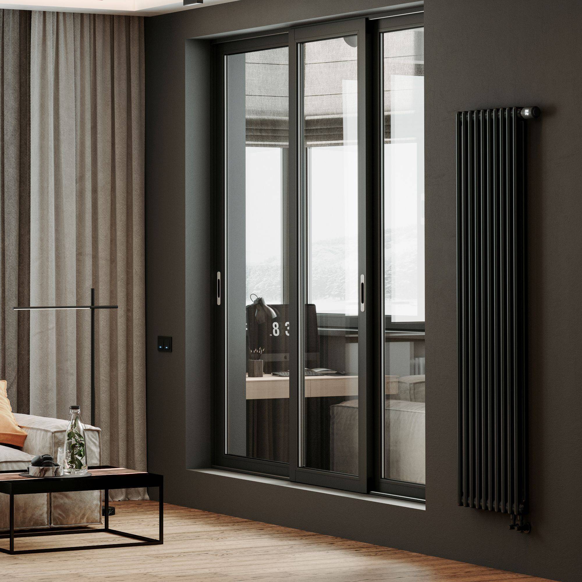 Трубчатый дизайн-радиатор Royal Thermo Insignia VC2180 10 секций нижнее подключение RAL 9005m НС-1631215