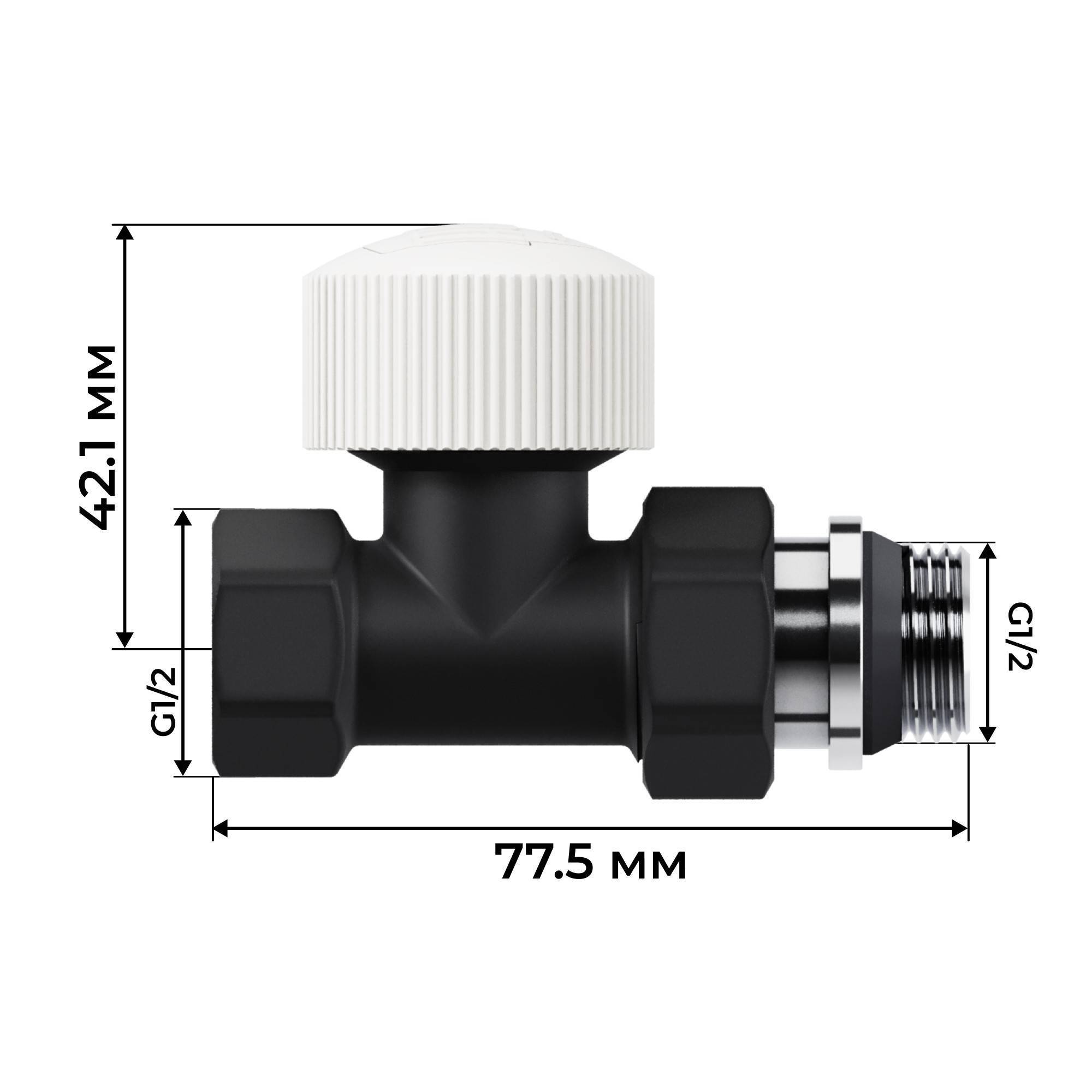 Набор термостатический прямой Royal Thermo Design 1/2 M30x1,5 Черный НС-1640378