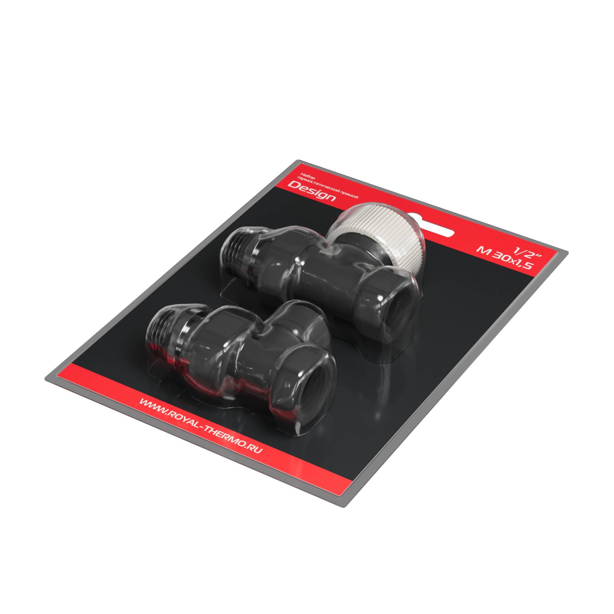 Набор термостатический прямой Royal Thermo Design 1/2 M30x1,5 Черный НС-1640378