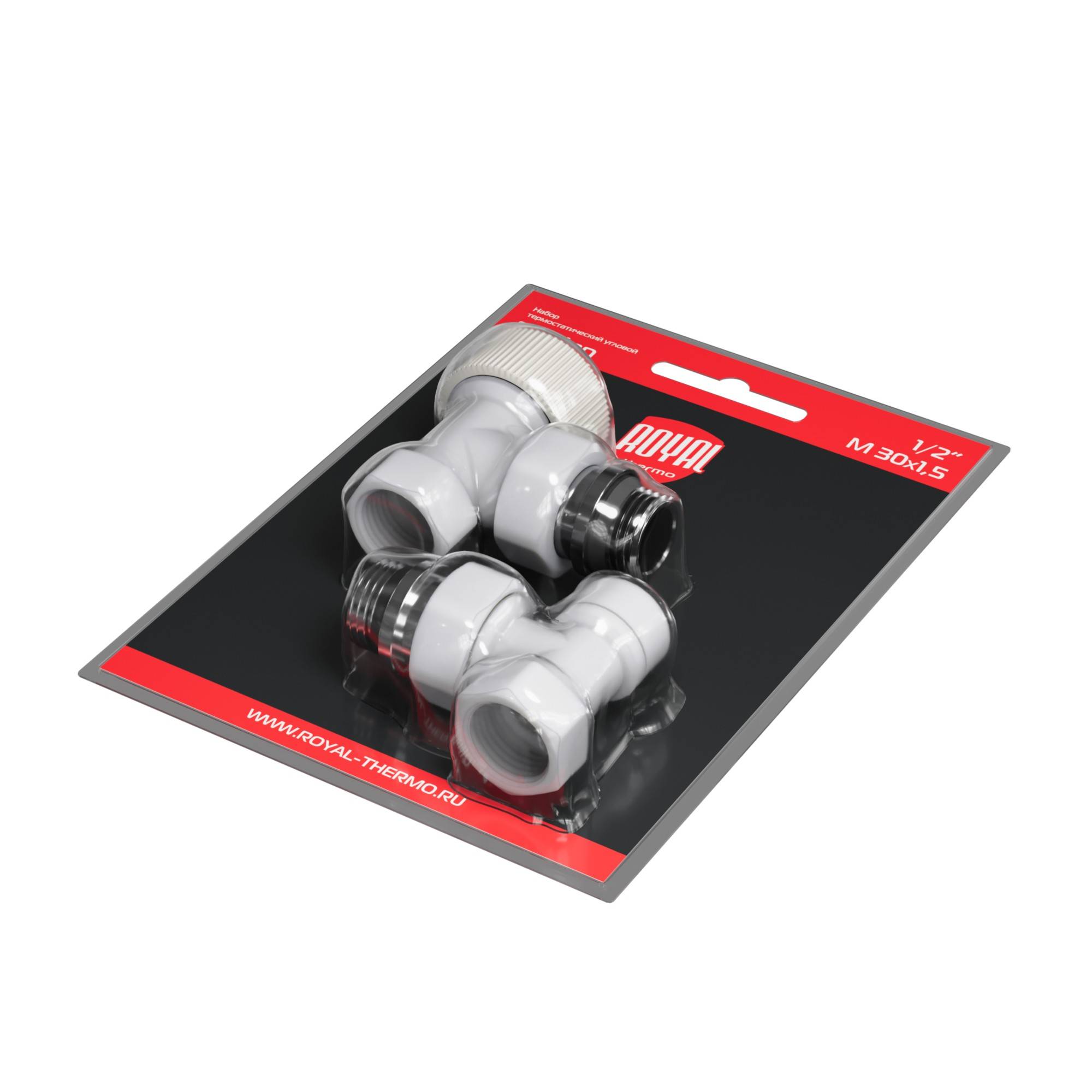 Набор термостатический угловой Royal Thermo Design 1/2 M30x1.5 белый НС-1640379