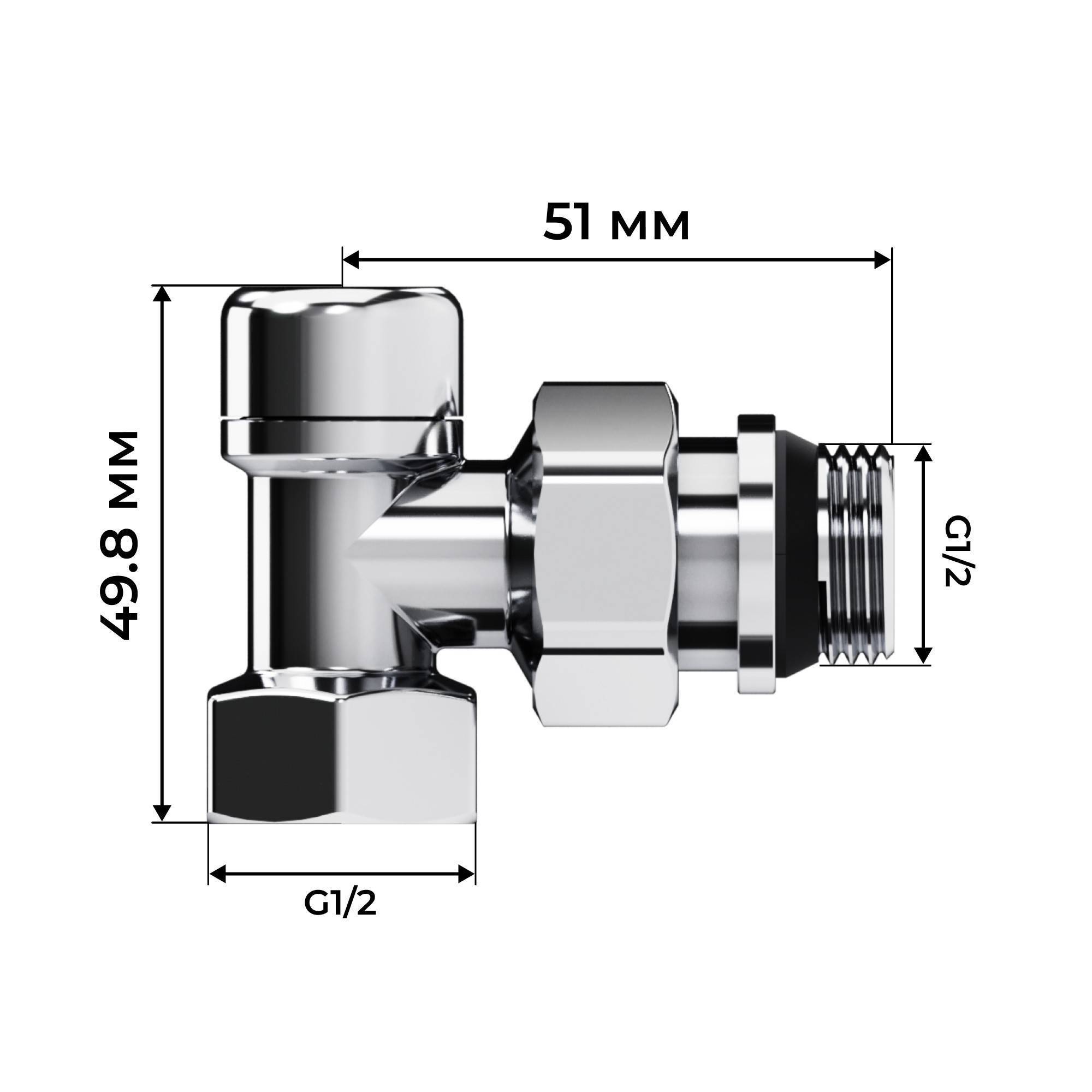 Набор термостатический угловой Royal Thermo Design 1/2 M30x1.5 хром НС-1640380