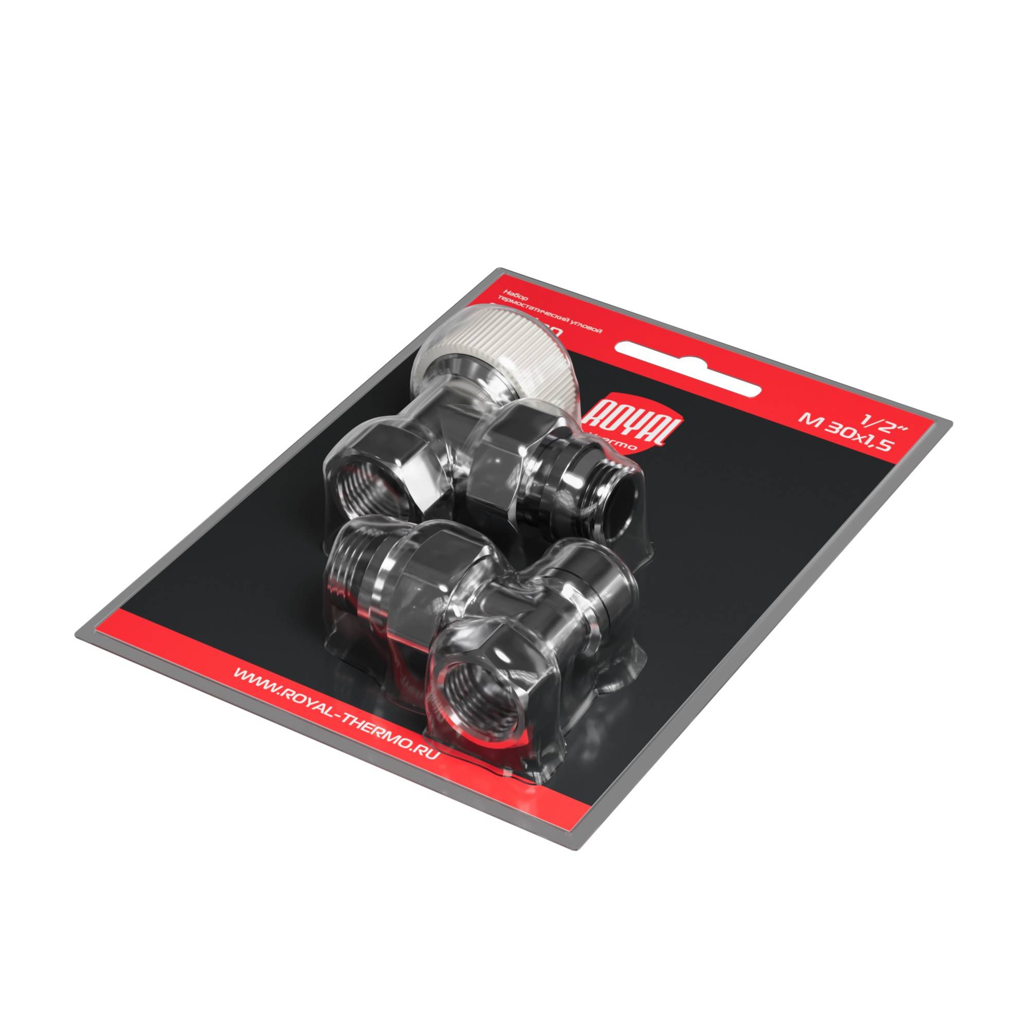 Набор термостатический угловой Royal Thermo Design 1/2 M30x1.5 хром НС-1640380