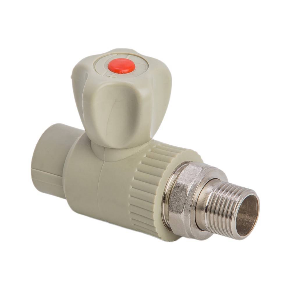 Кран шаровой радиаторный прямой PPR Lammin PREMIUM 20x1/2 серый НС-1641558