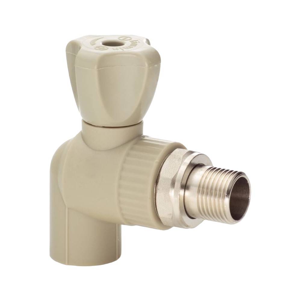 Кран шаровой радиаторный угловой PPR Lammin PREMIUM 20x1/2 серый НС-1641562