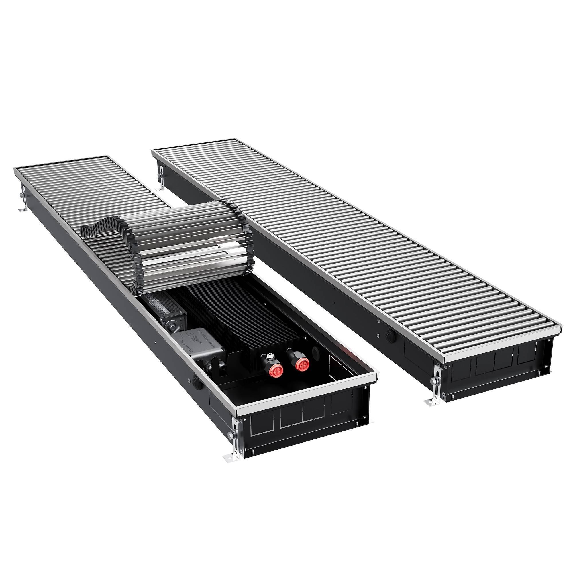 Конвектор внутрипольный Royal Thermo ATRIUM TURBO 90x250x1300 мм инверторный с решеткой алюминий 1665024