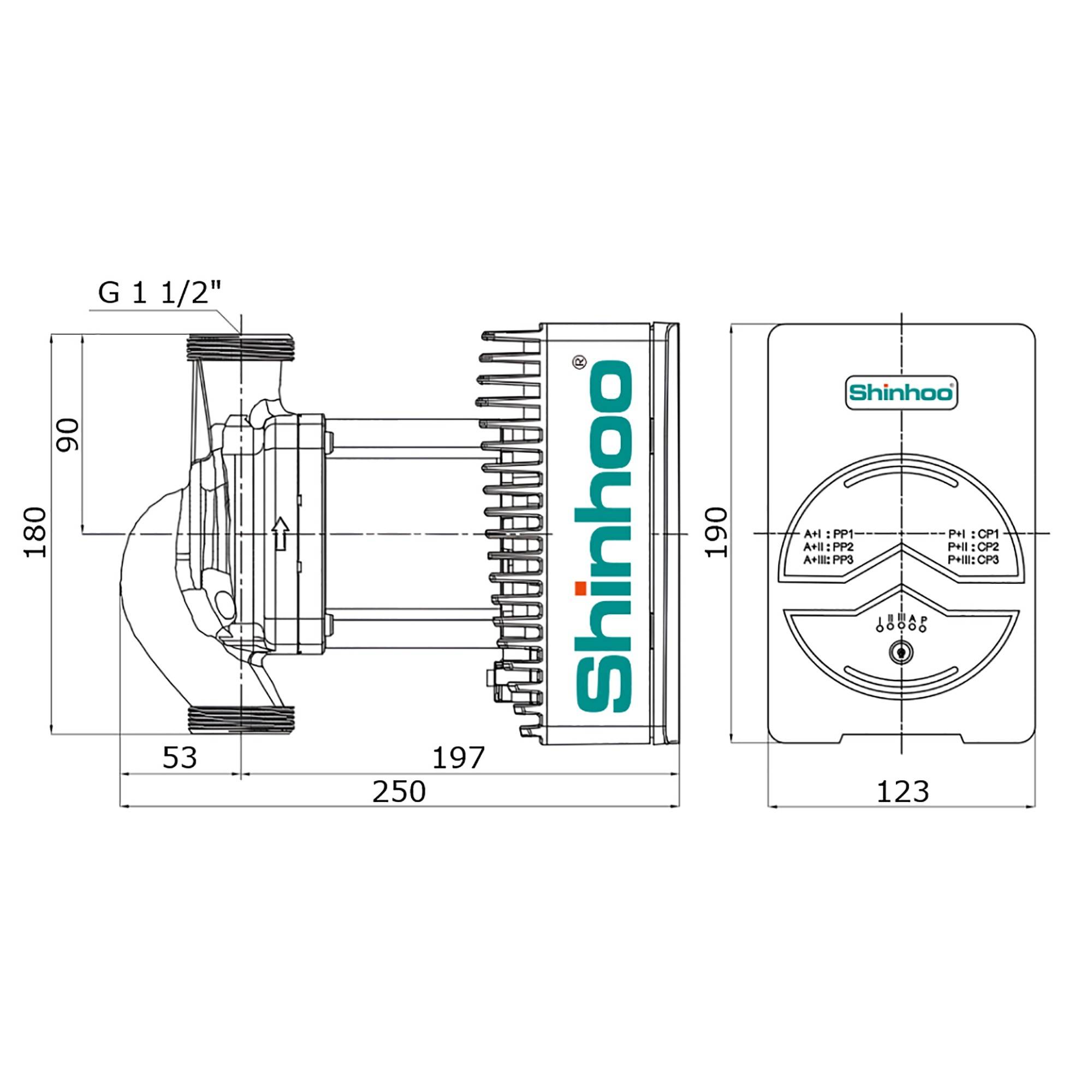Насос циркуляционный Shinhoo MEGA+ 25-12