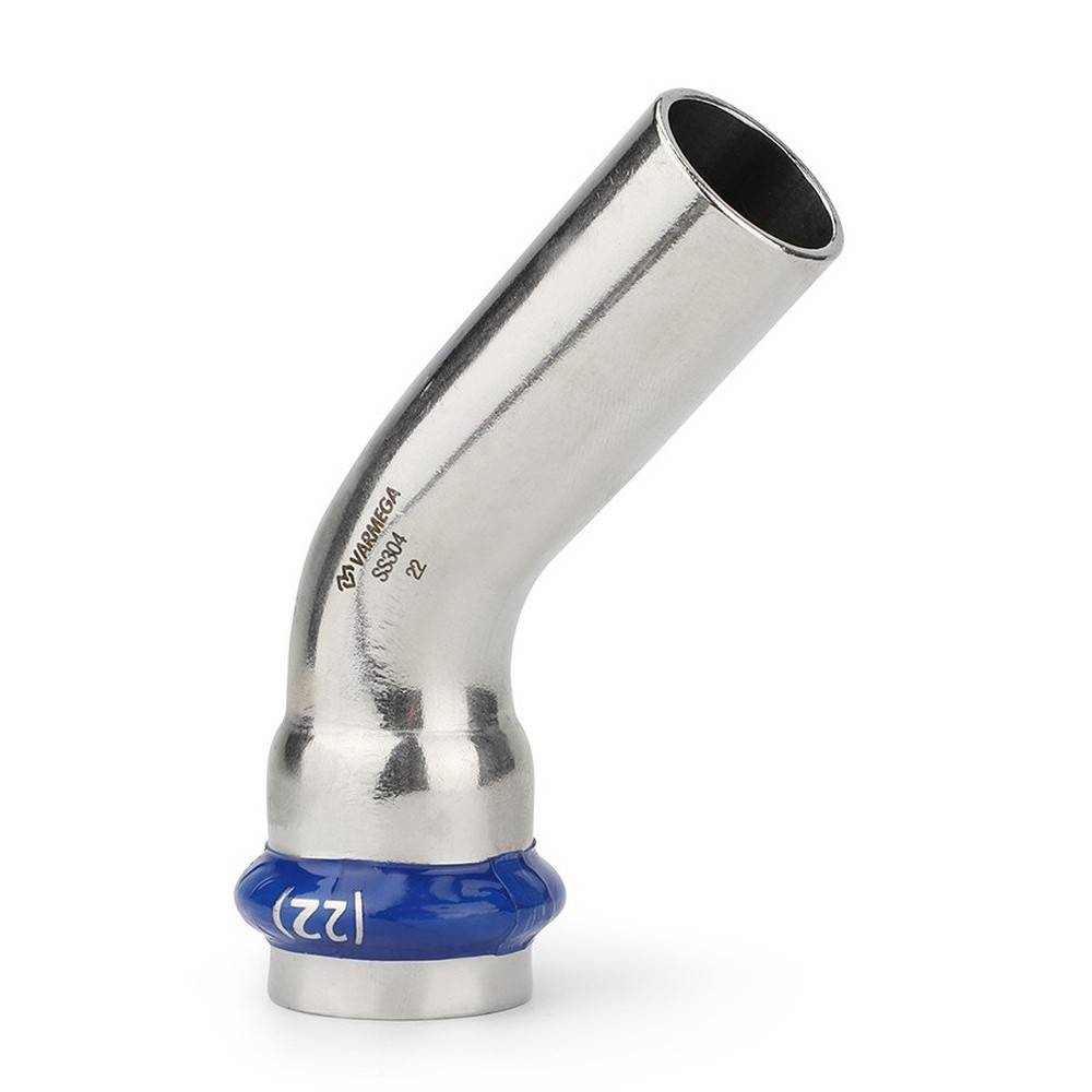 Угольник 45° однораструбный Varmega Inox Press 35 мм нержавеющая сталь VM12205