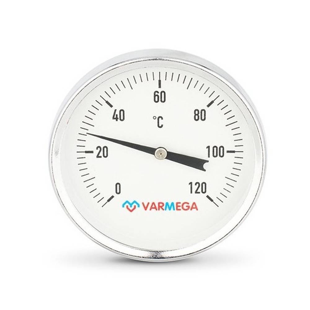 Термометр биметаллический Varmega 0-120 °C 100 мм гильза 75 мм 1/2 VMMT01-107504