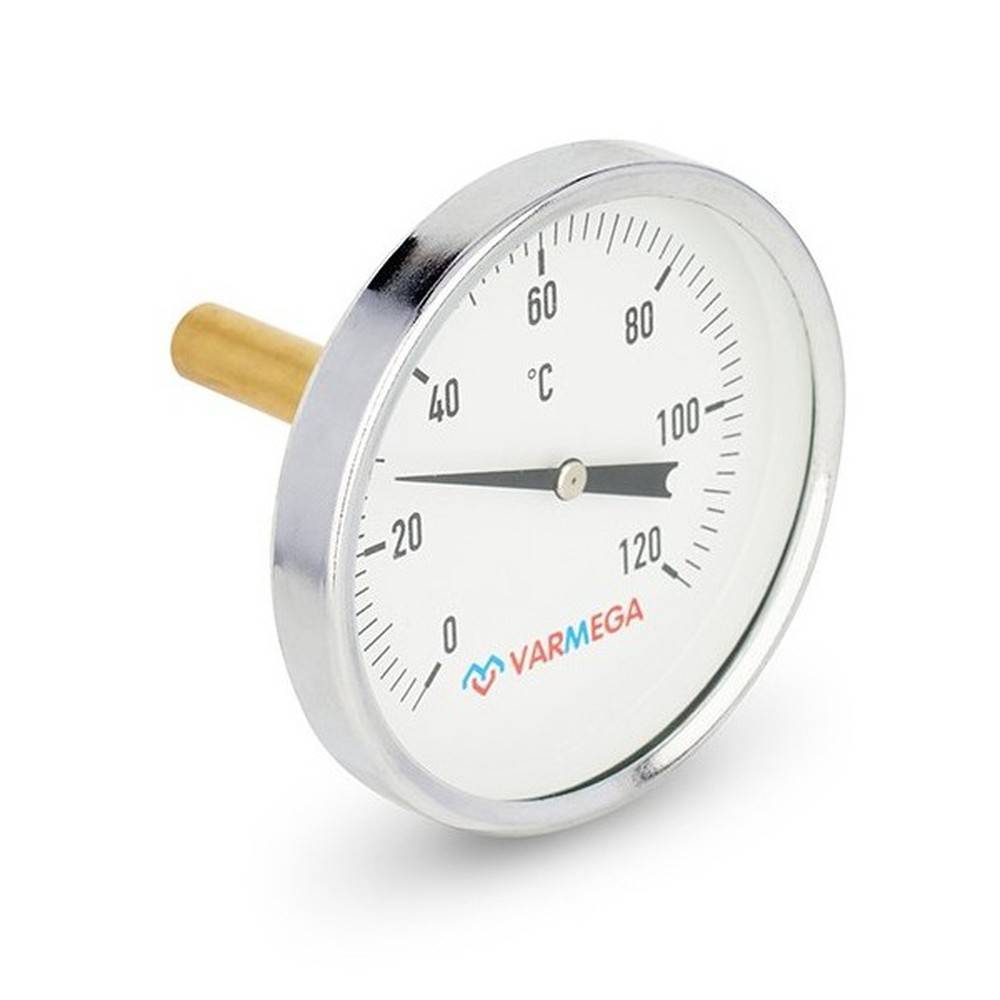 Термометр биметаллический Varmega 0-120 °C 100 мм гильза 75 мм 1/2 VMMT01-107504