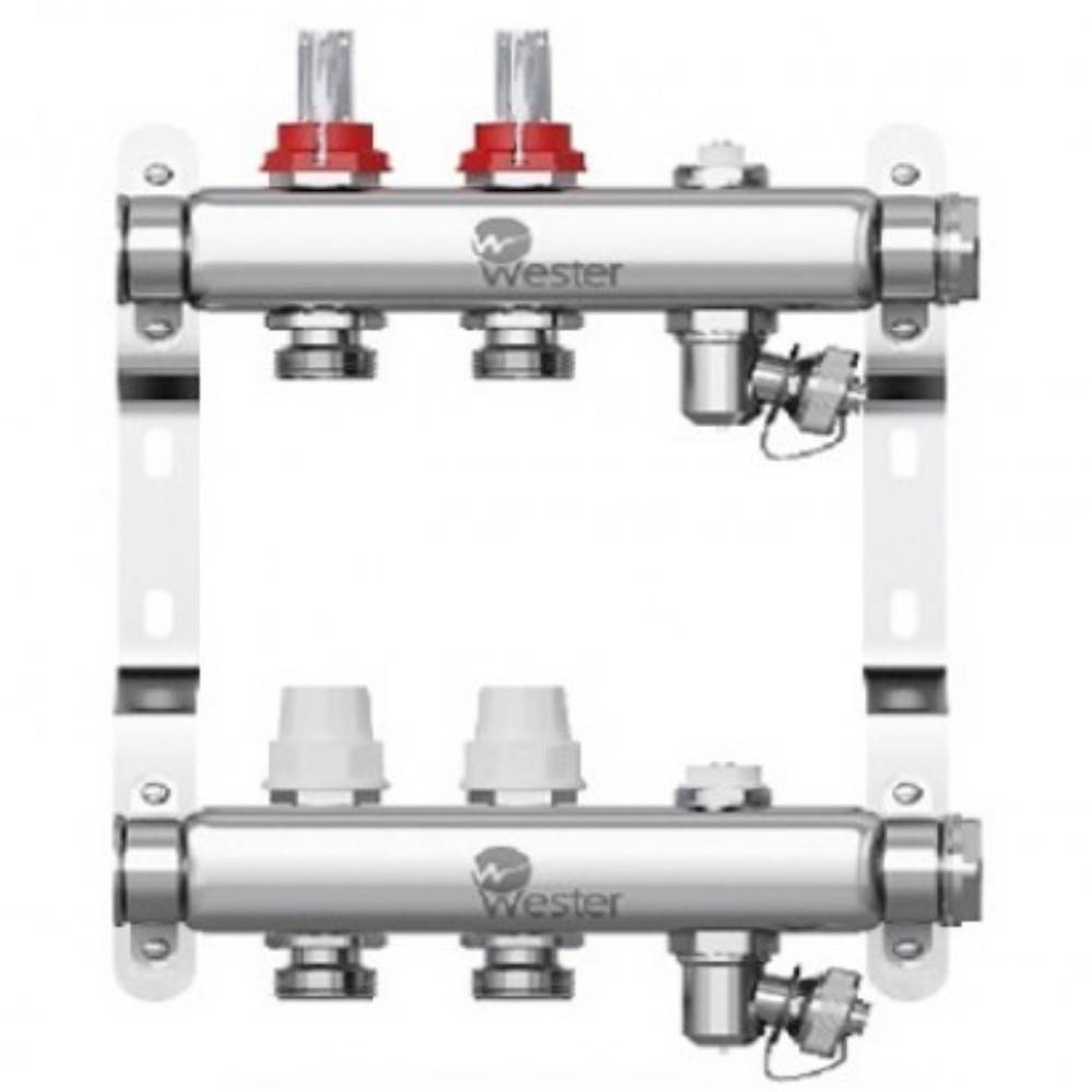 Коллекторный блок Wester W902 с расходомерами из нержавеющей стали 1x3/4 на 2 выхода W902.2