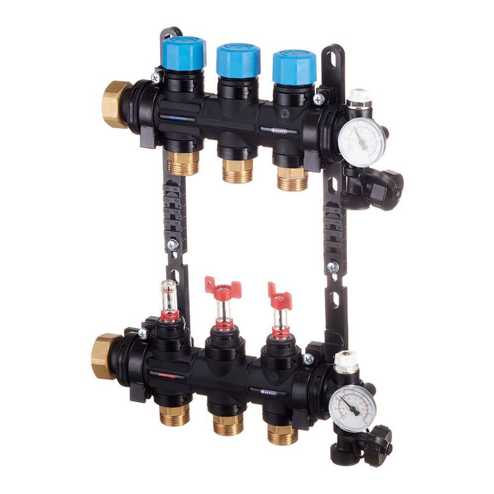 Коллекторная группа Henco MDK 1 x 3 x 3/4 EK композитная с расходомерами и термометрами MDK-03
