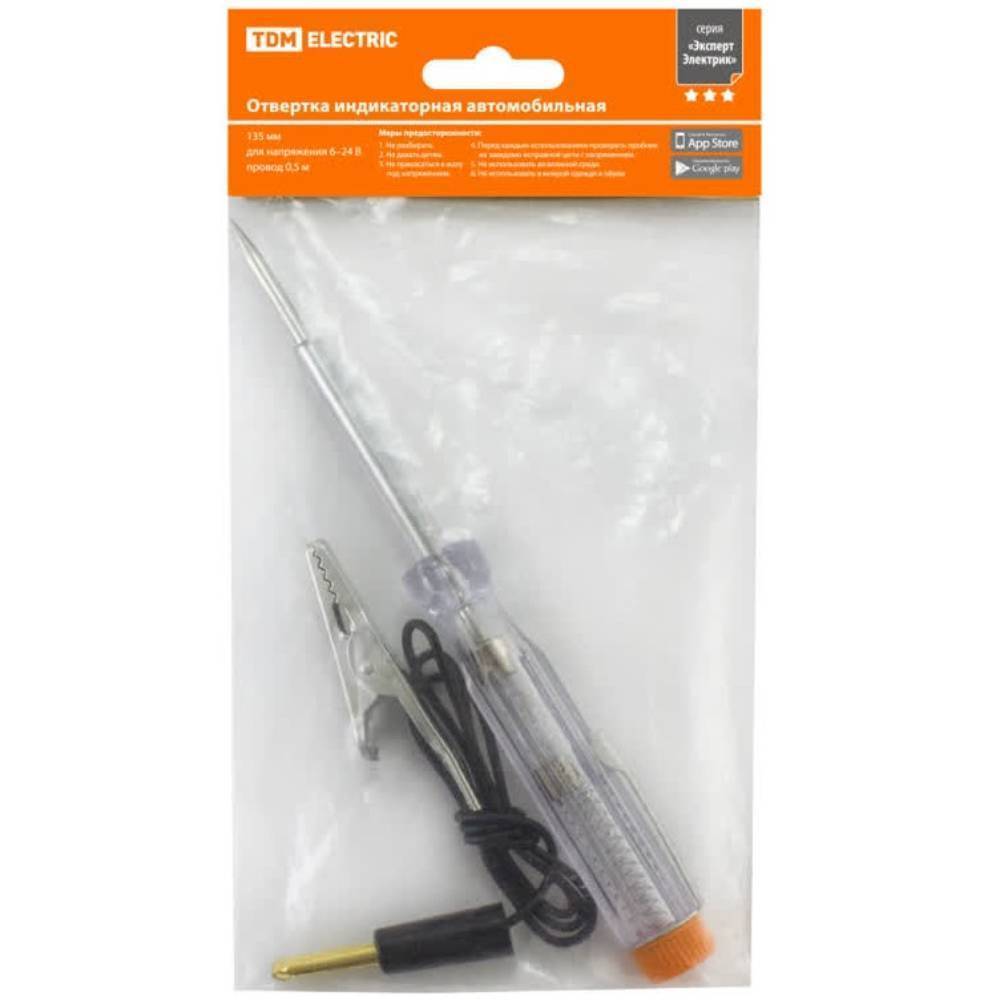 Отвертка-тестер автомобильная TDM ELECTRIC 135 мм 6-24 В SQ1005-0010