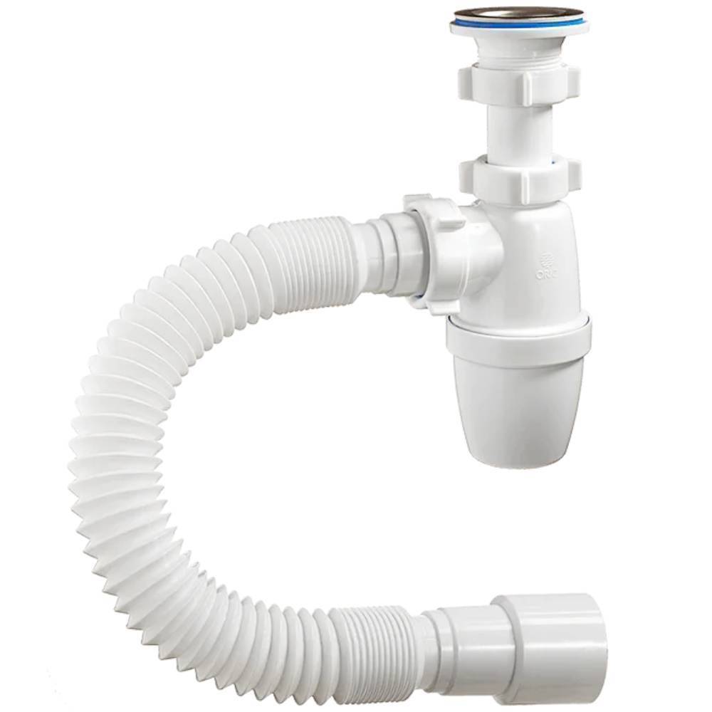 Сифон для умывальника ORIO малый корпус с выпуском и гибкой трубой 1 1/4х40 мм A-3202