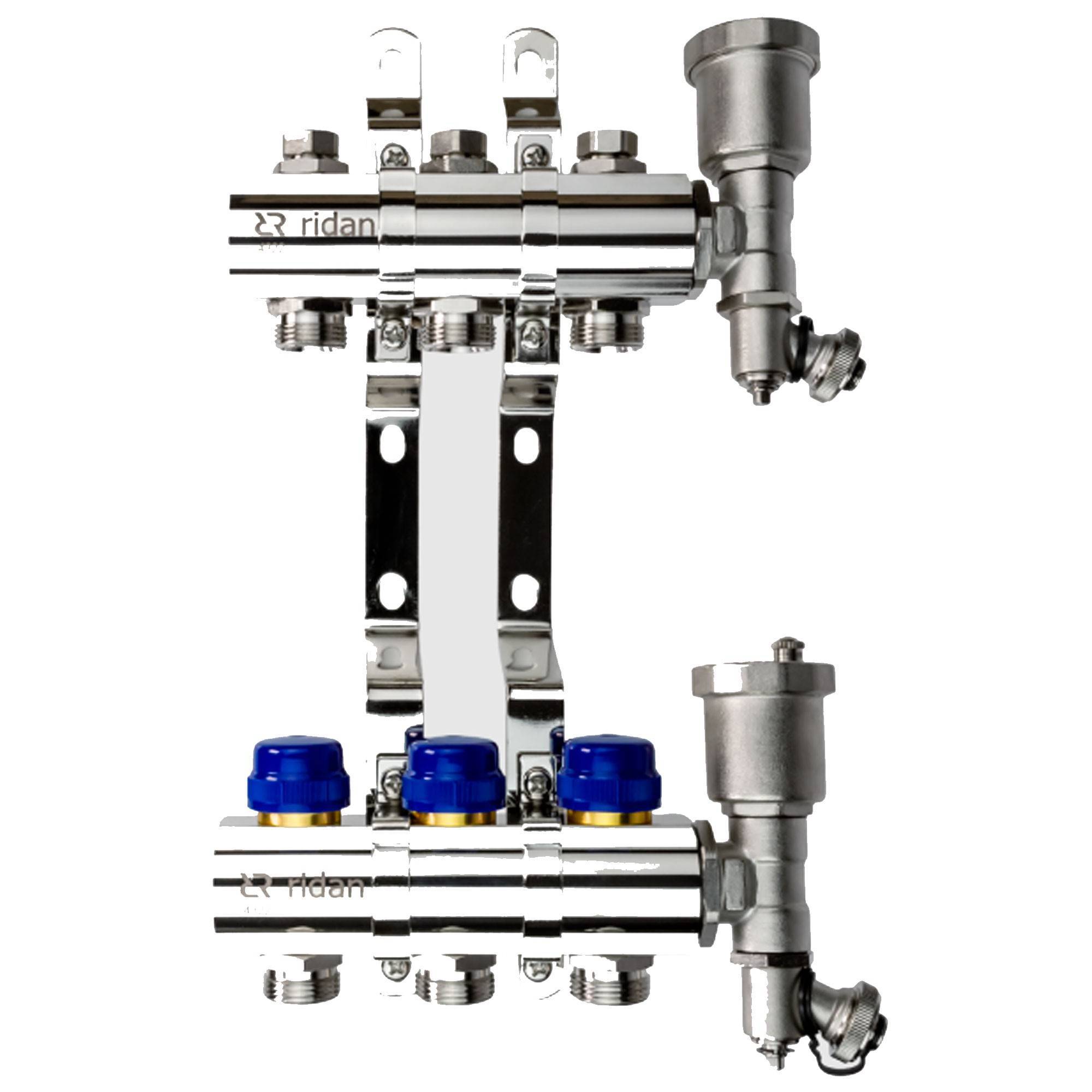 Коллекторная группа Ридан FHF-9R set с кронштейнами и торцевыми секциями 088U0909R