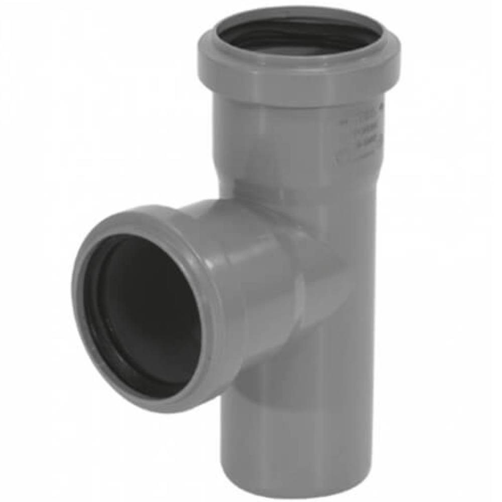Тройник канализационный TEBO для внутренней канализации 40х40 мм 87.5° серый 013020412