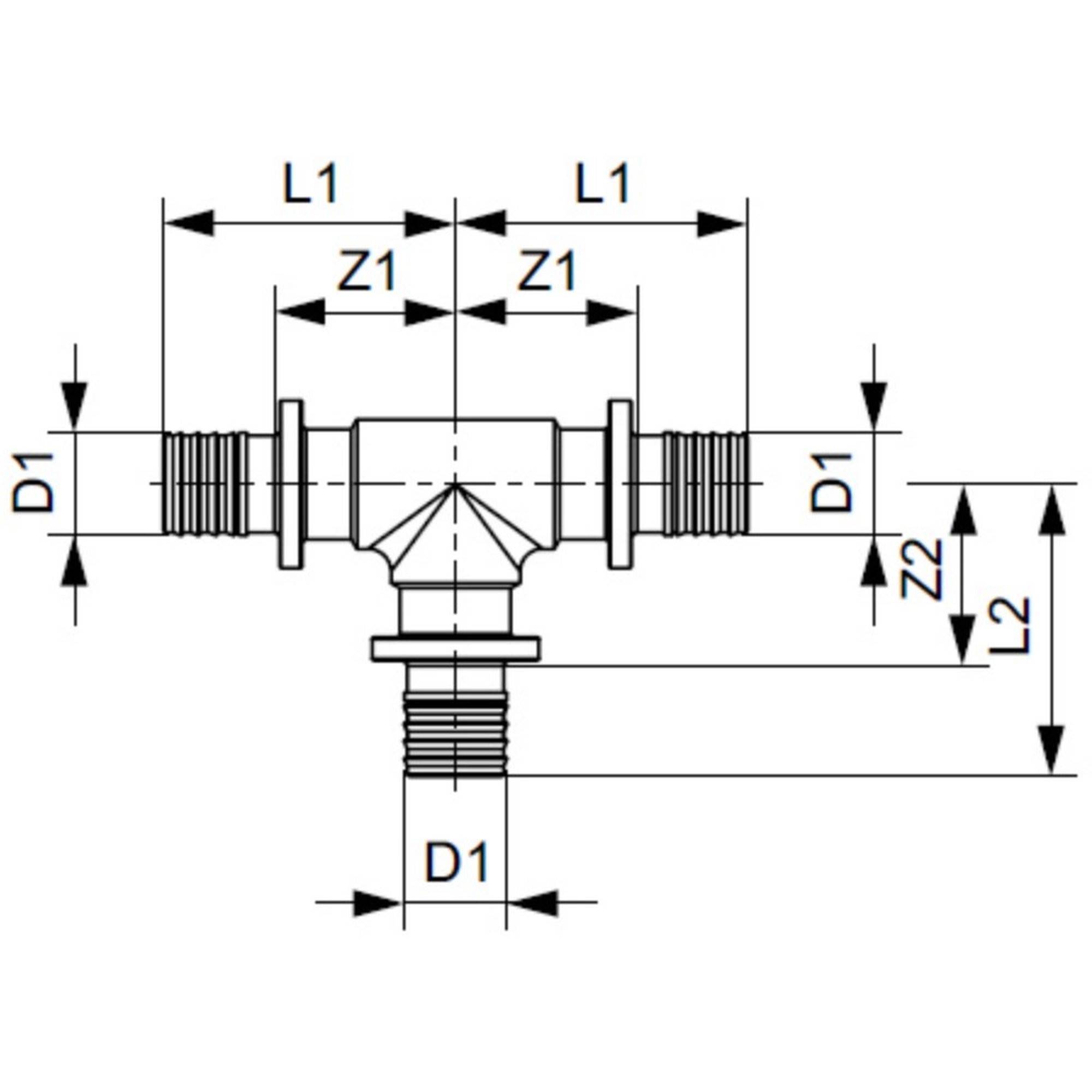 Тройник латунный TECE TECEflex равнопроходной 16x16x16 мм 706016