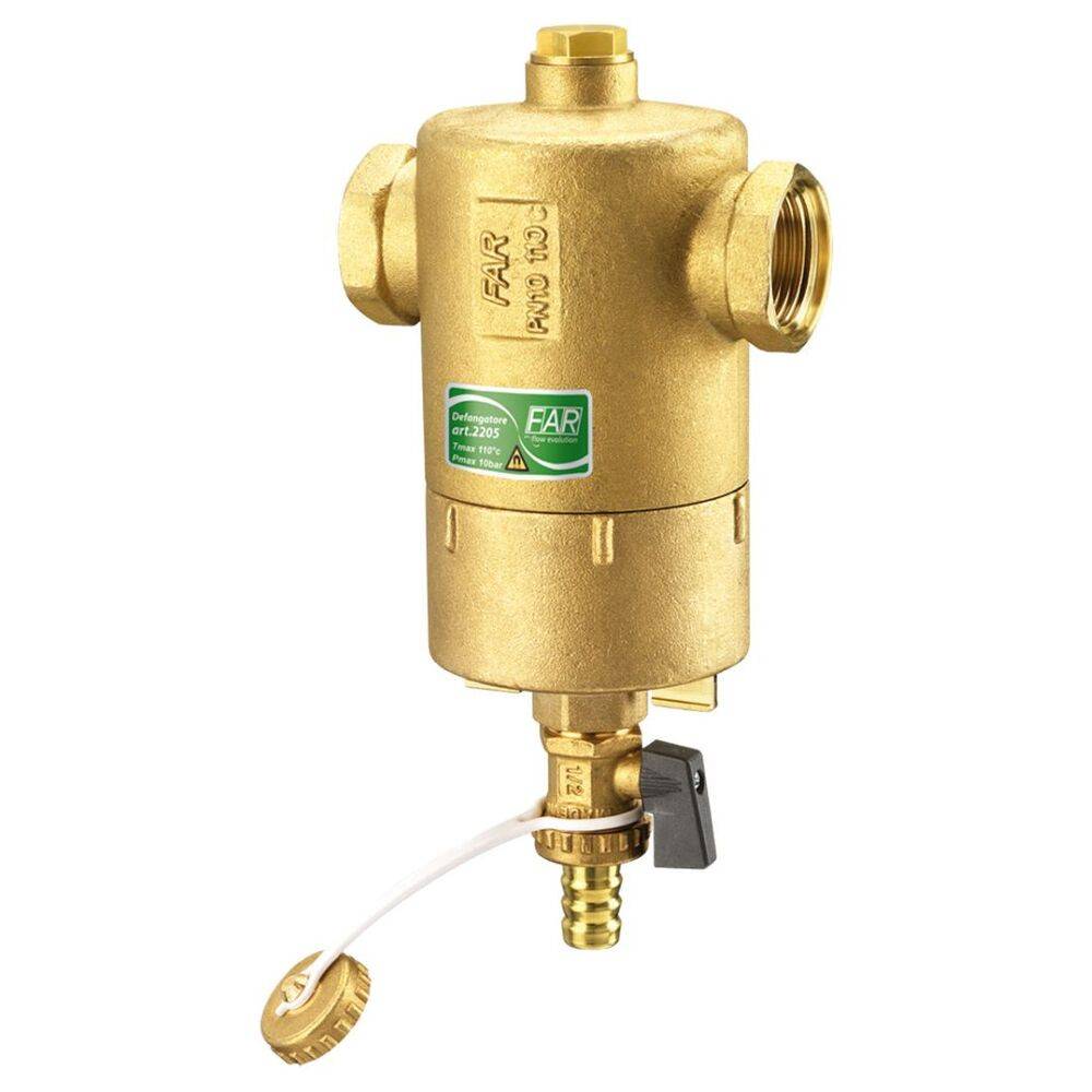 Грязеуловитель FAR 1 1/4 с магнитом и сливным краном FA 2212 114