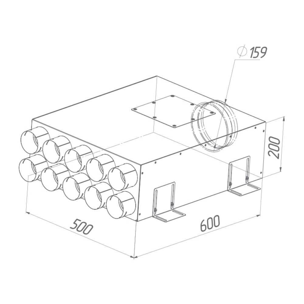 Коллектор воздухораспределительный Provent KV 160/75x10 металлический 10 выходов 1543994