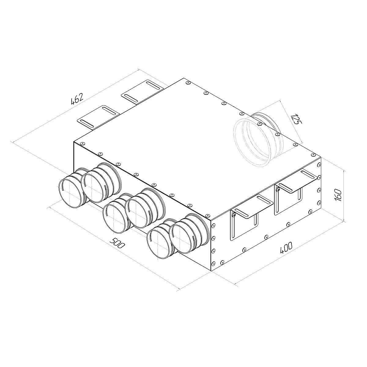Коллектор воздухораспределительный Provent KVN 125/75x6 металлический 6 выходов 1543998