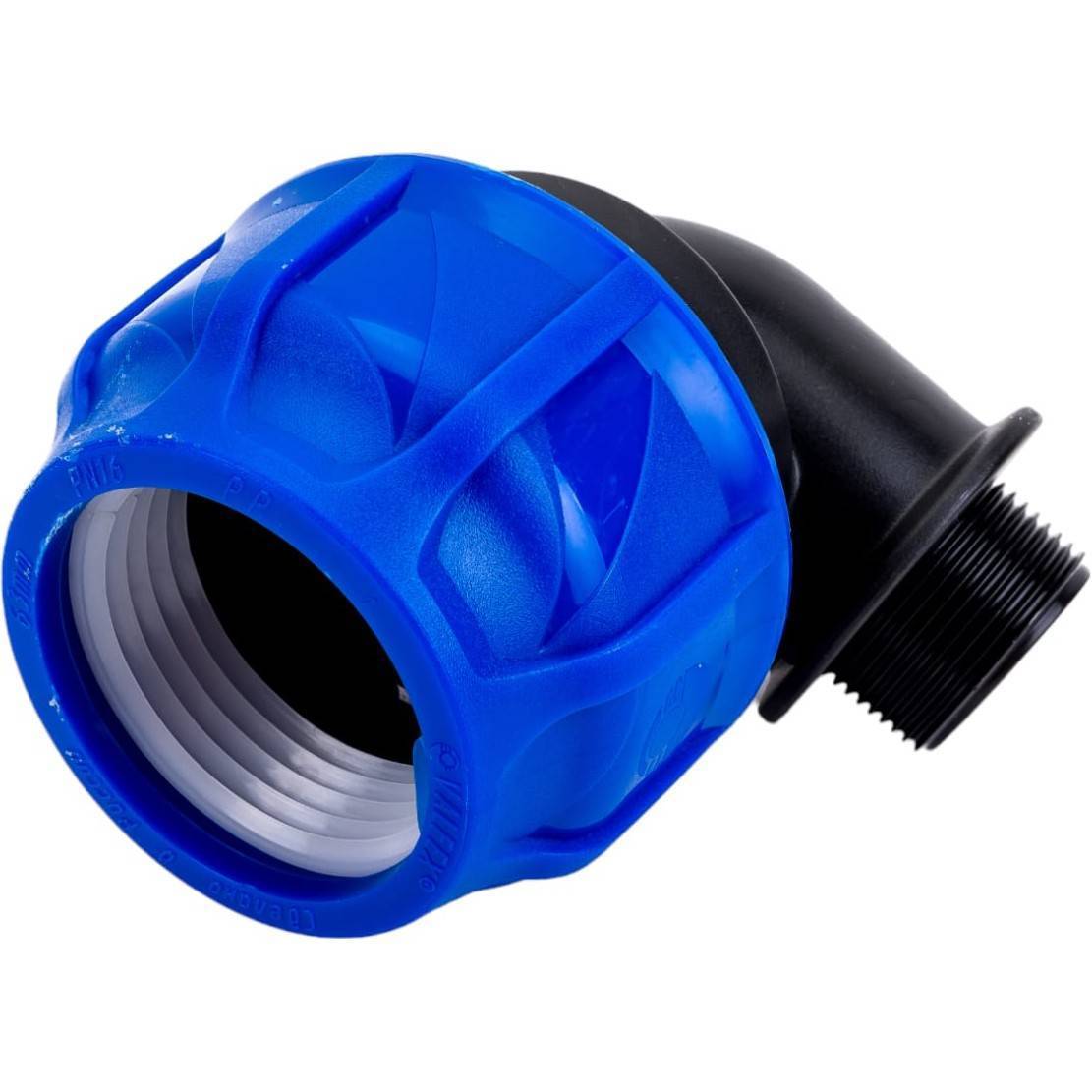 Отвод компрессионный Valfex ПНД с наружной резьбой 63х1 1/4 1425581