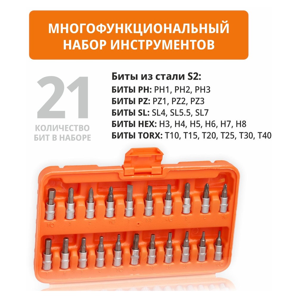 Набор инструментов P.I.T. MaxPiler MXT-46-SET 46 предметов 1/2 и 1/4 CrV MXT-46-SET