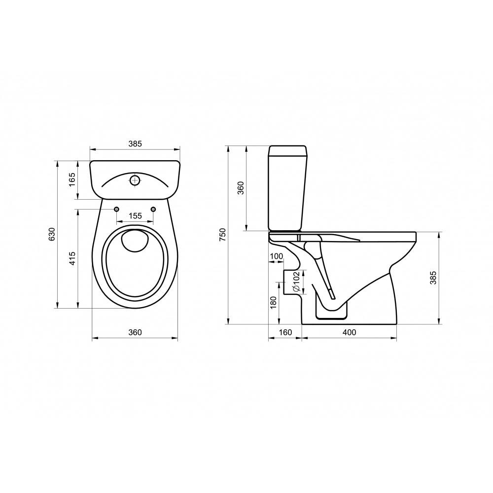 Унитаз-компакт Santek Анимо горизонтальный выпуск с сиденьем и бачком 1WH302132