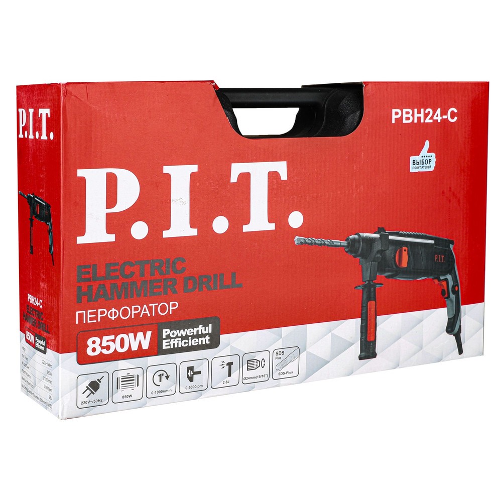 Перфоратор P.I.T. МАСТЕР PBH24-C 850 Вт 2.4 Дж SDS-plus кейс PBH24-C