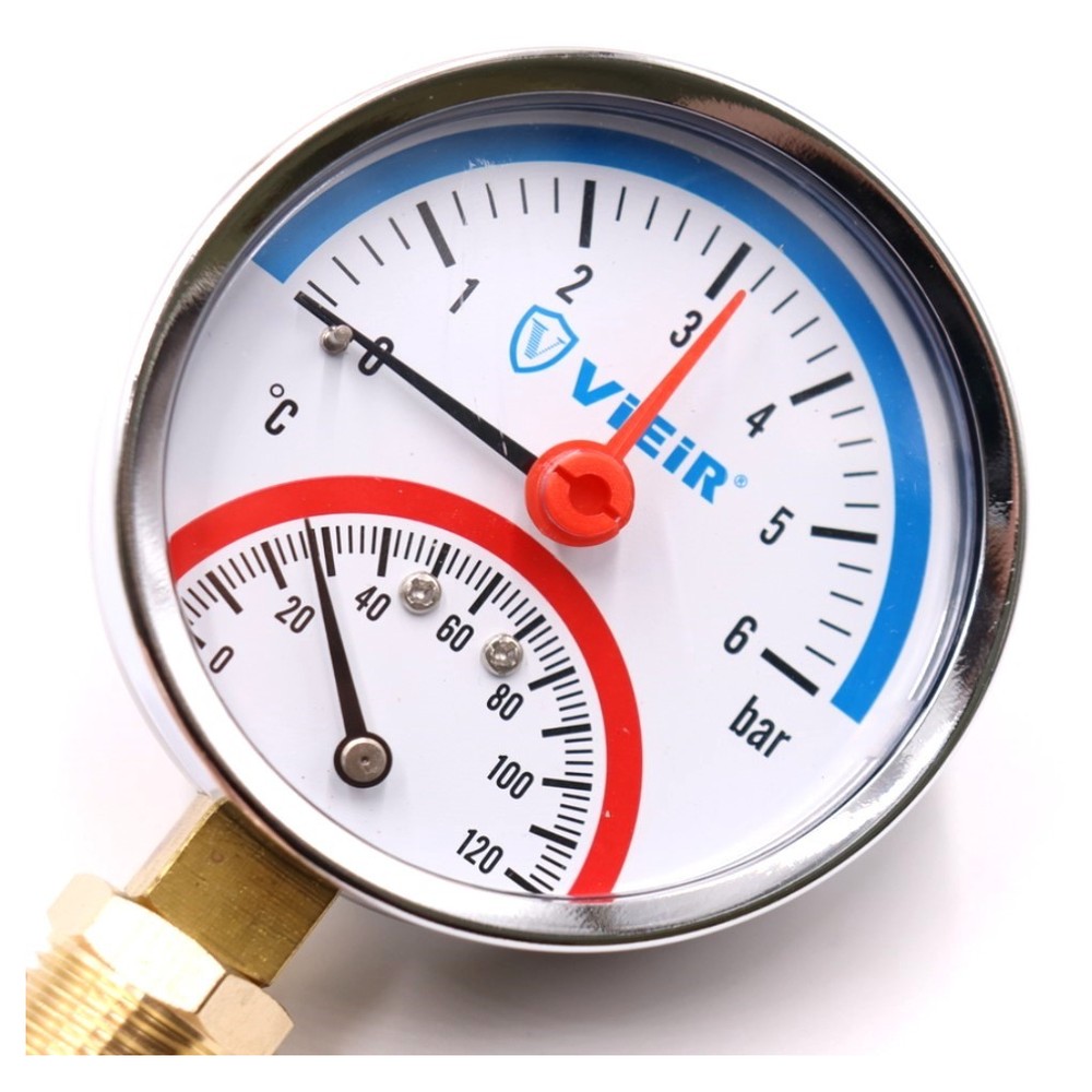 Термоманометр радиальный Vieir 80 мм 6 бар 1/2 YE6