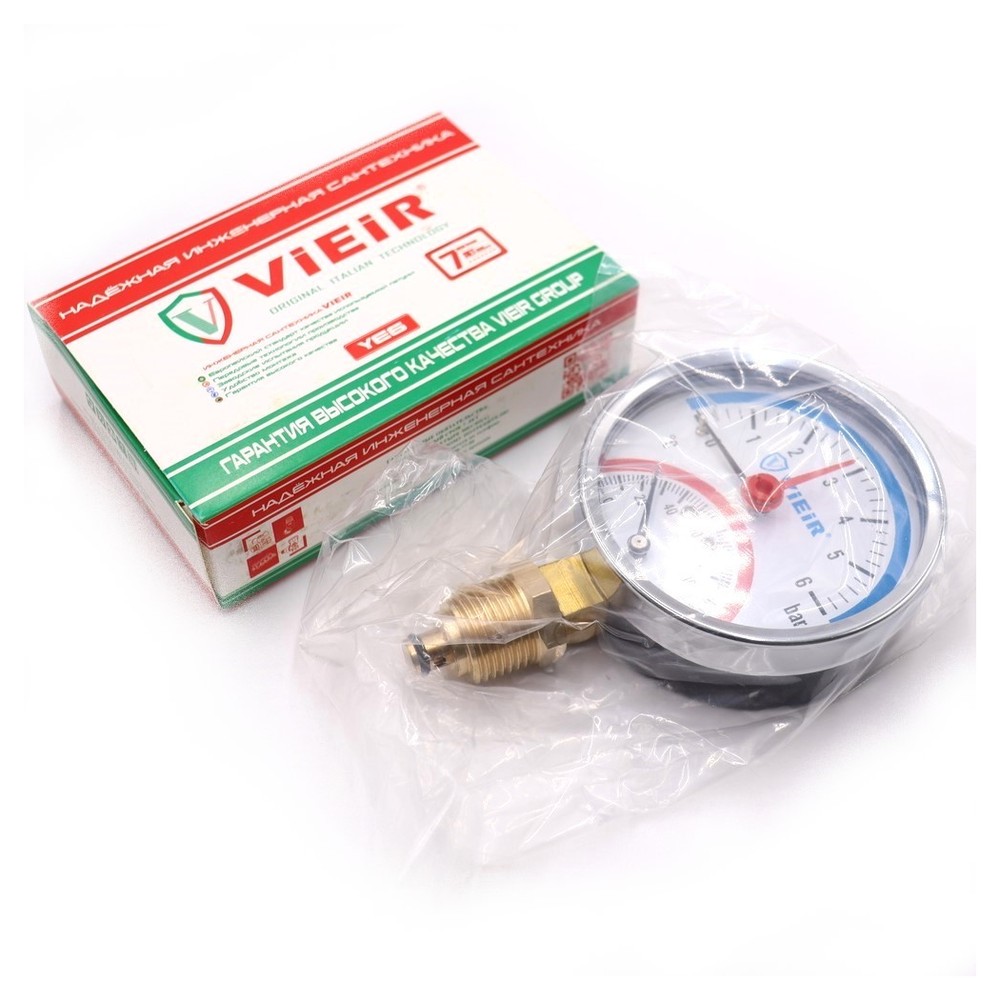 Термоманометр радиальный Vieir 80 мм 6 бар 1/2 YE6