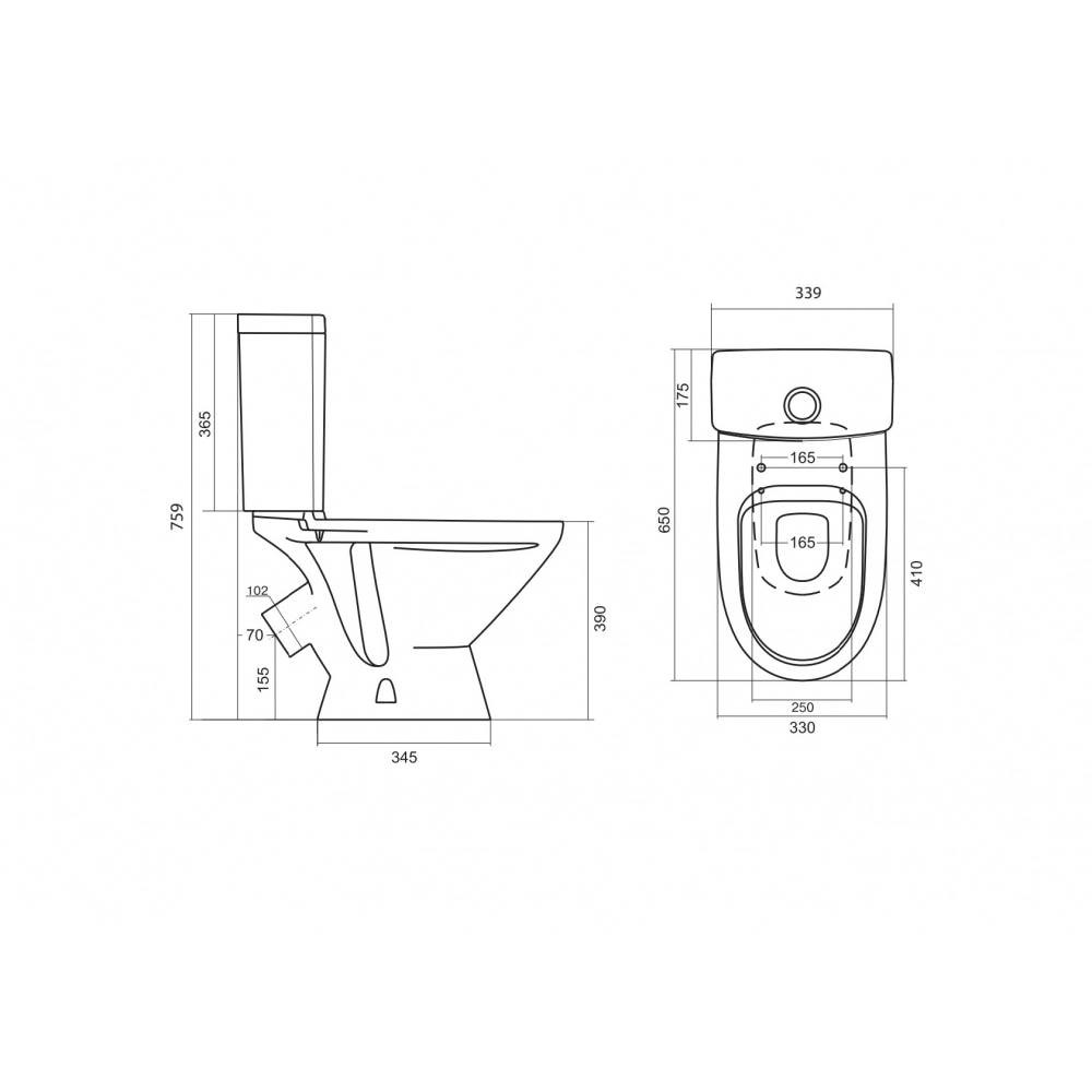 Унитаз-компакт Santek Лига косой выпуск с сиденьем и бачком 1WH302141